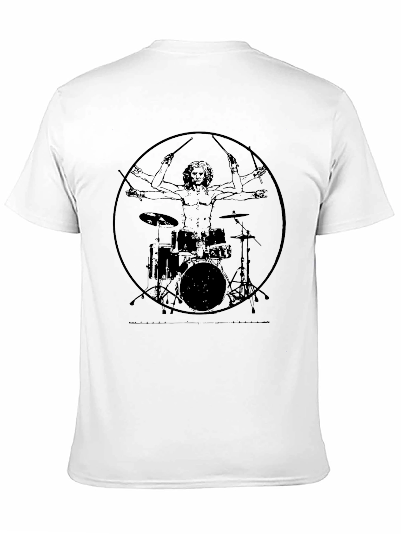 Black Drummer Vitruvian Man Black T-Shirt view 11