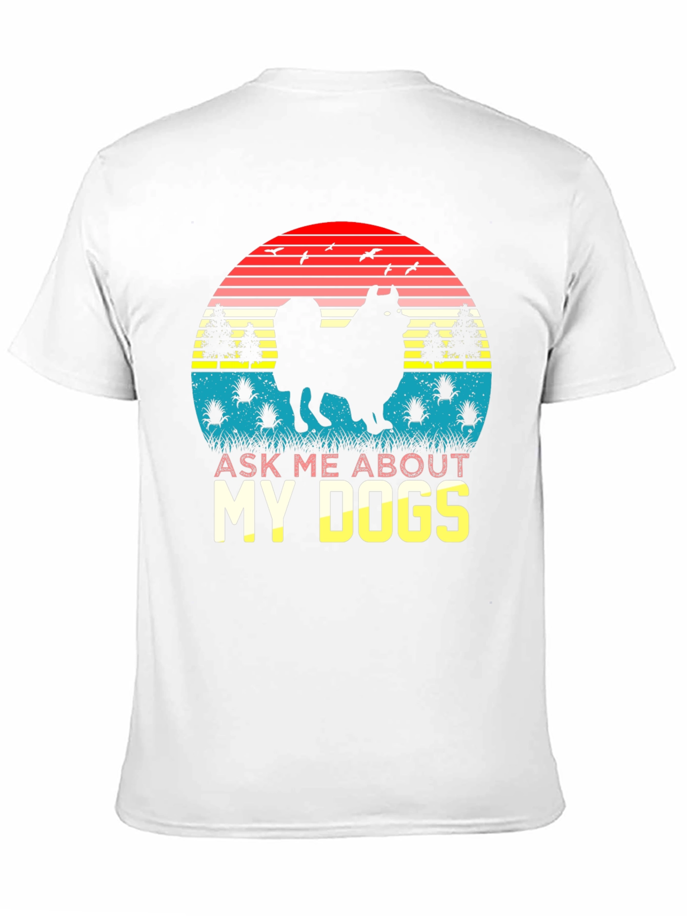 Black Dog Lover T-Shirt: Ask Me About My Dogs Retro Sunset Tee view 11