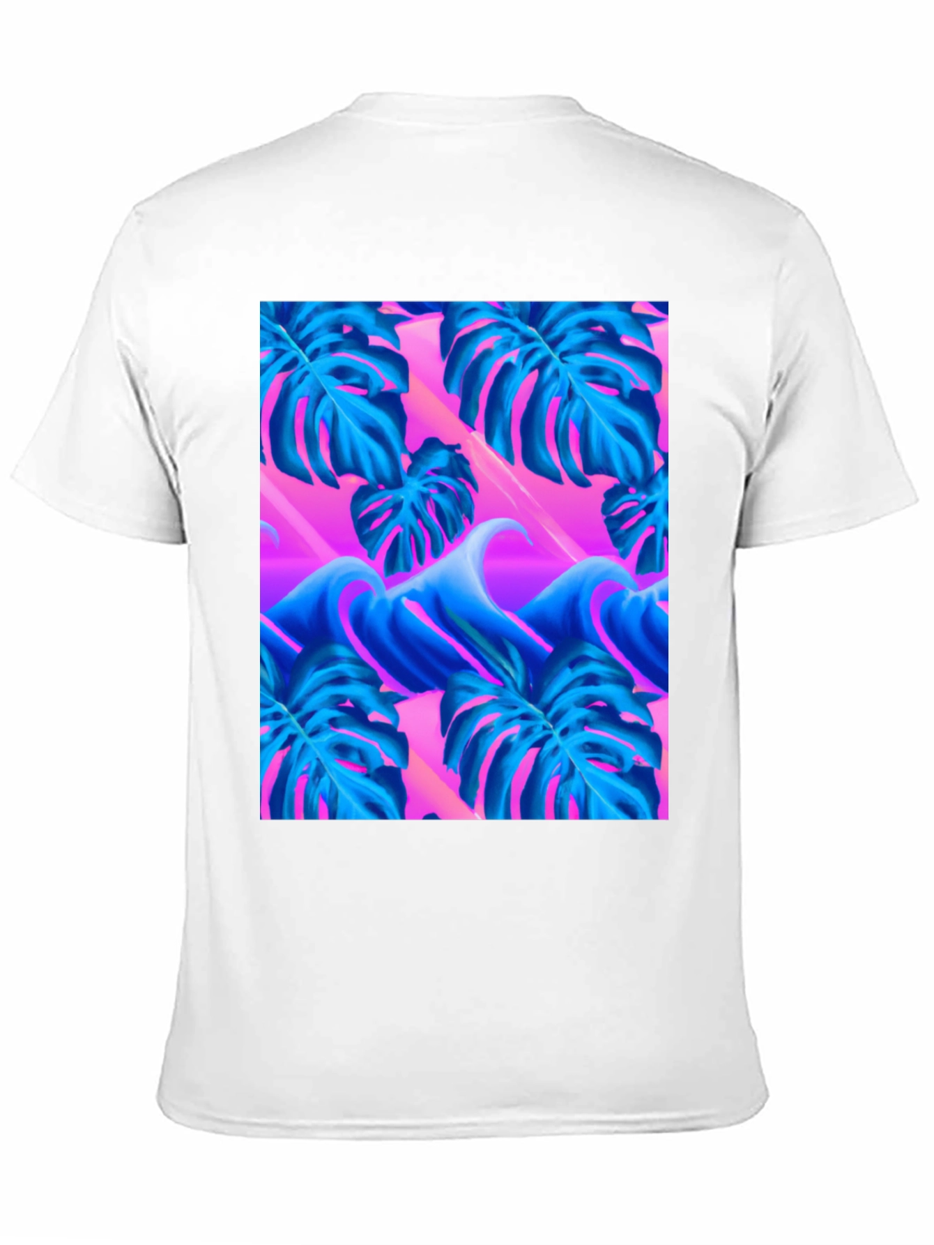 Black Vaporwave Monstera Leaf T-Shirt view 11