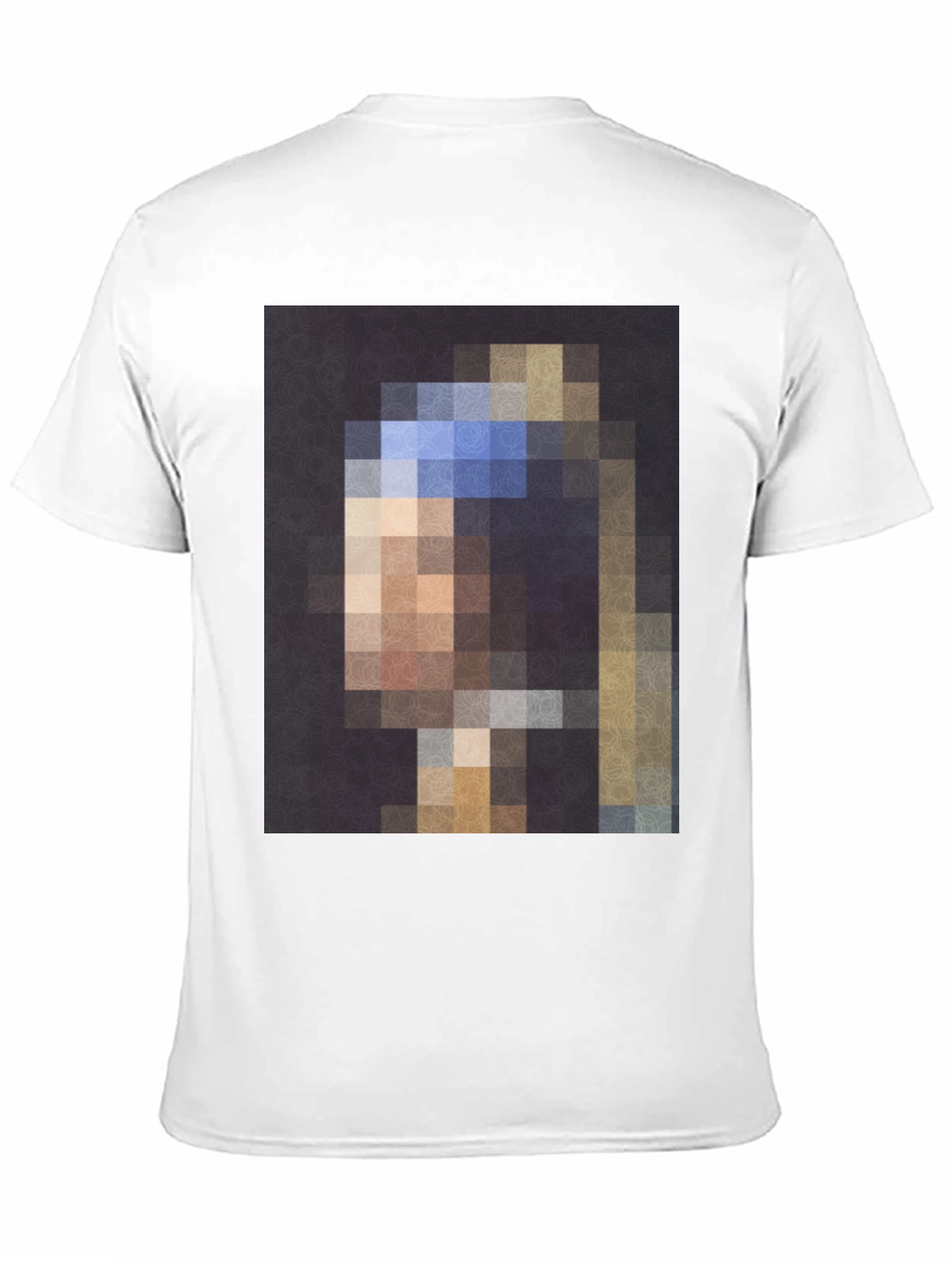 Black Pixelated Girl with a Pearl Earring T-Shirt view 11