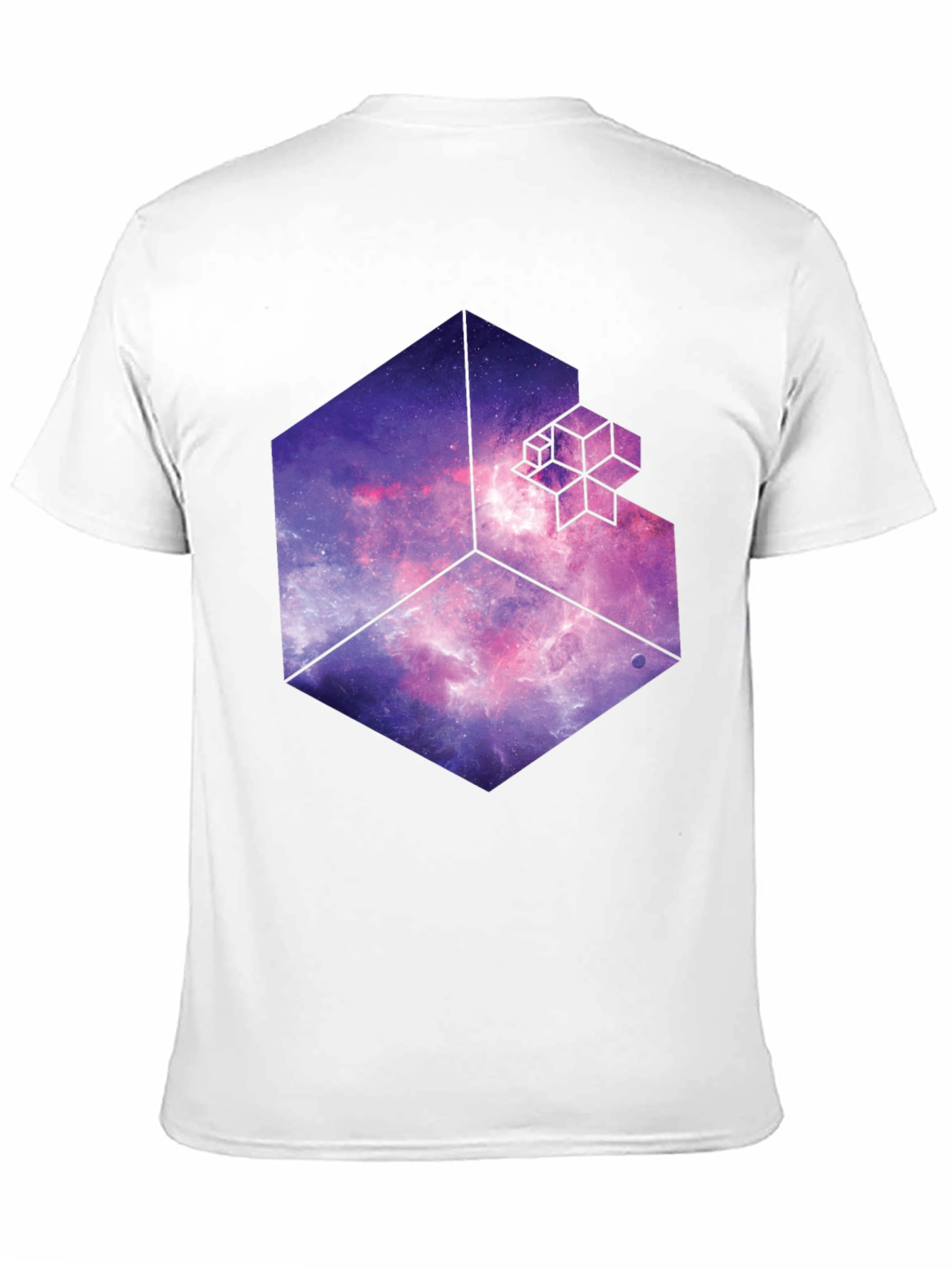 Black Cosmic Cube Black T-Shirt - Galaxy Fractal Design view 11