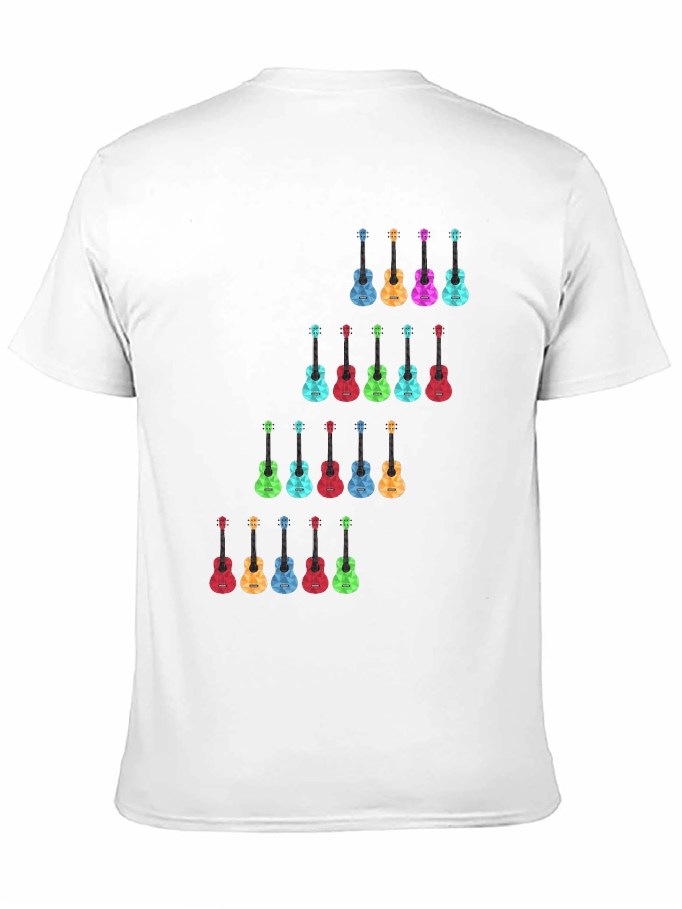 Black Colorful Guitar Pattern Black T-Shirt view 11
