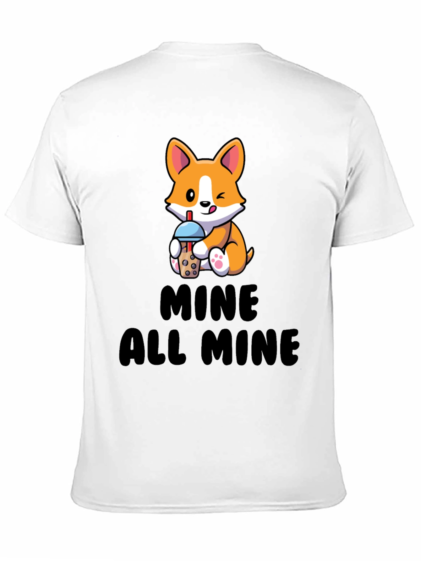 Black Cute Corgi Boba Tea T-Shirt - Mine All Mine view 11