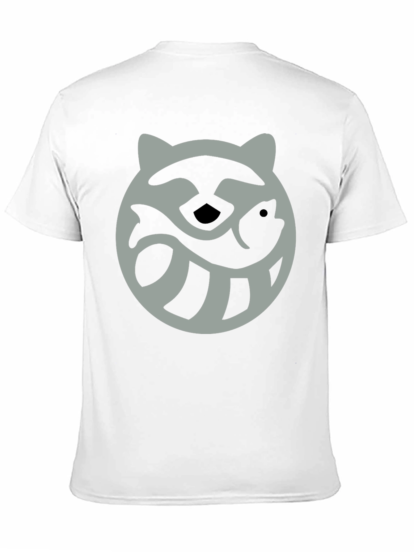 Black Raccoon & Fish Graphic Tee - Black Cotton Blend Casual Shirt view 11