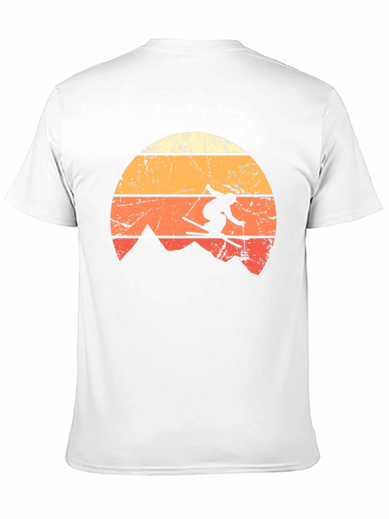 Black Retro Skiing T-Shirt - Vintage Mountain Sunset Design view 11