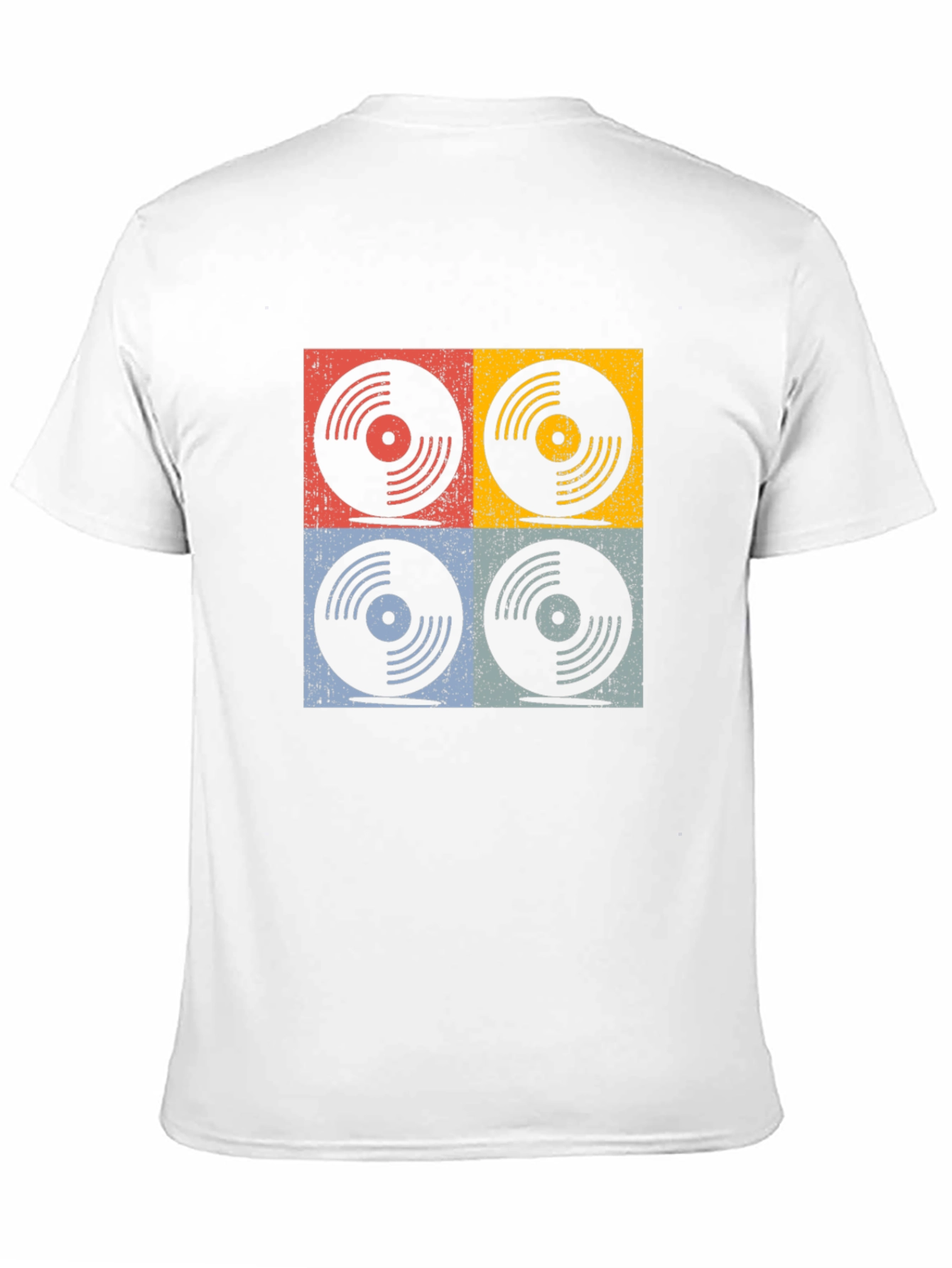 Black Retro Vinyl Record Graphic T-Shirt - Four Panel Design view 11
