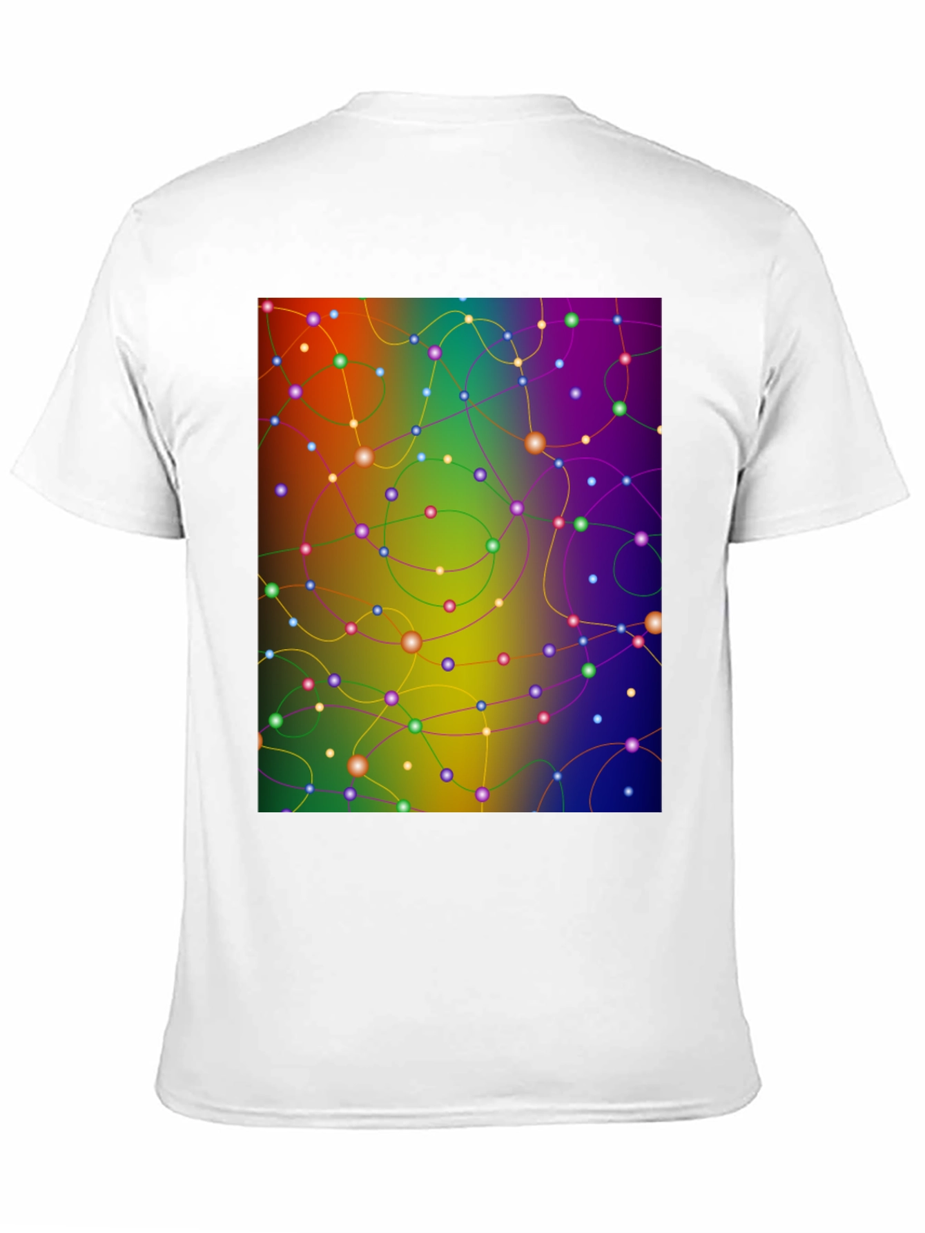 Black Abstract Network Tee - Colorful Connection Shirt view 11