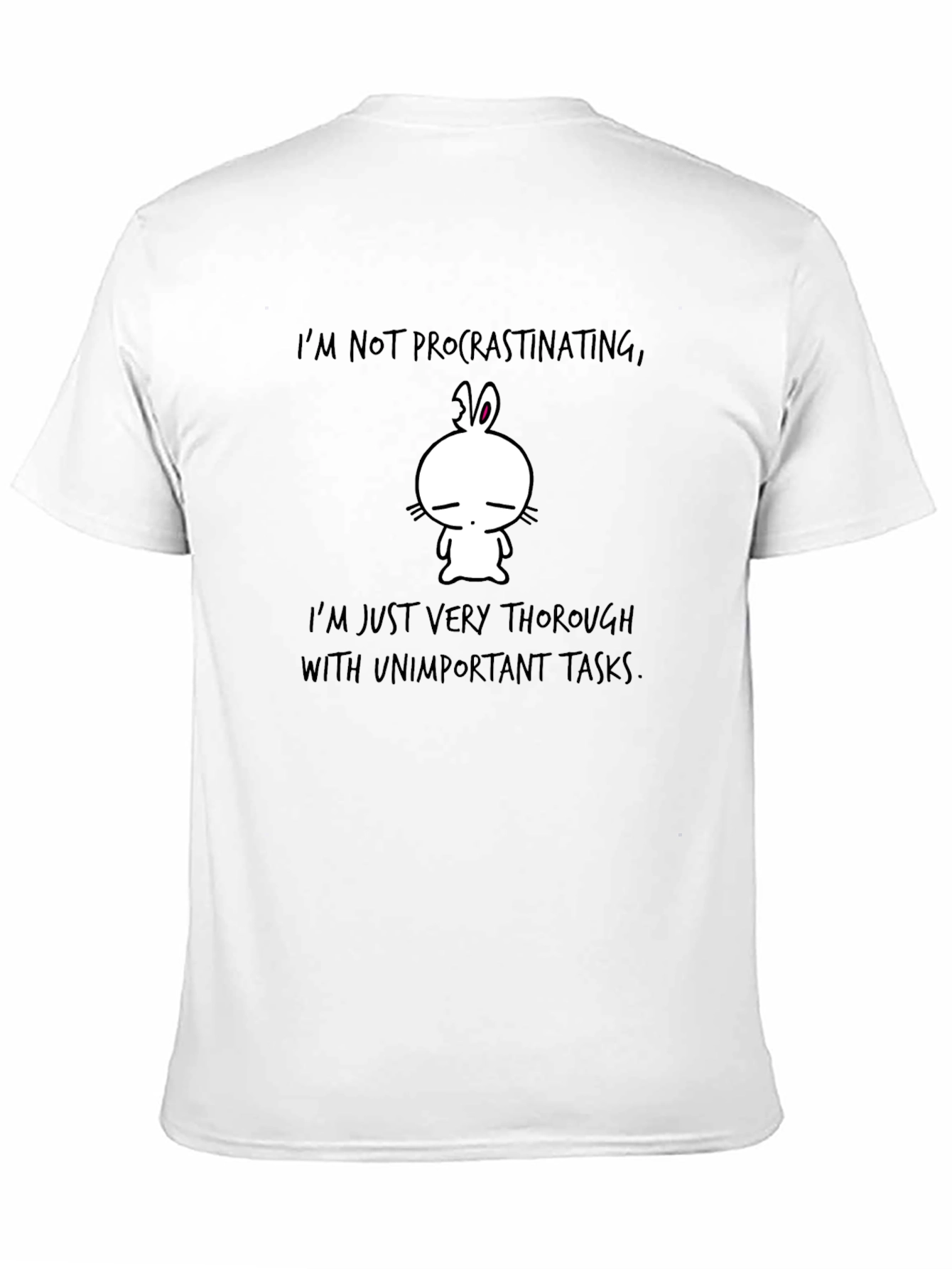 Black Procrastination Funny Bunny Men's Black T-Shirt view 11