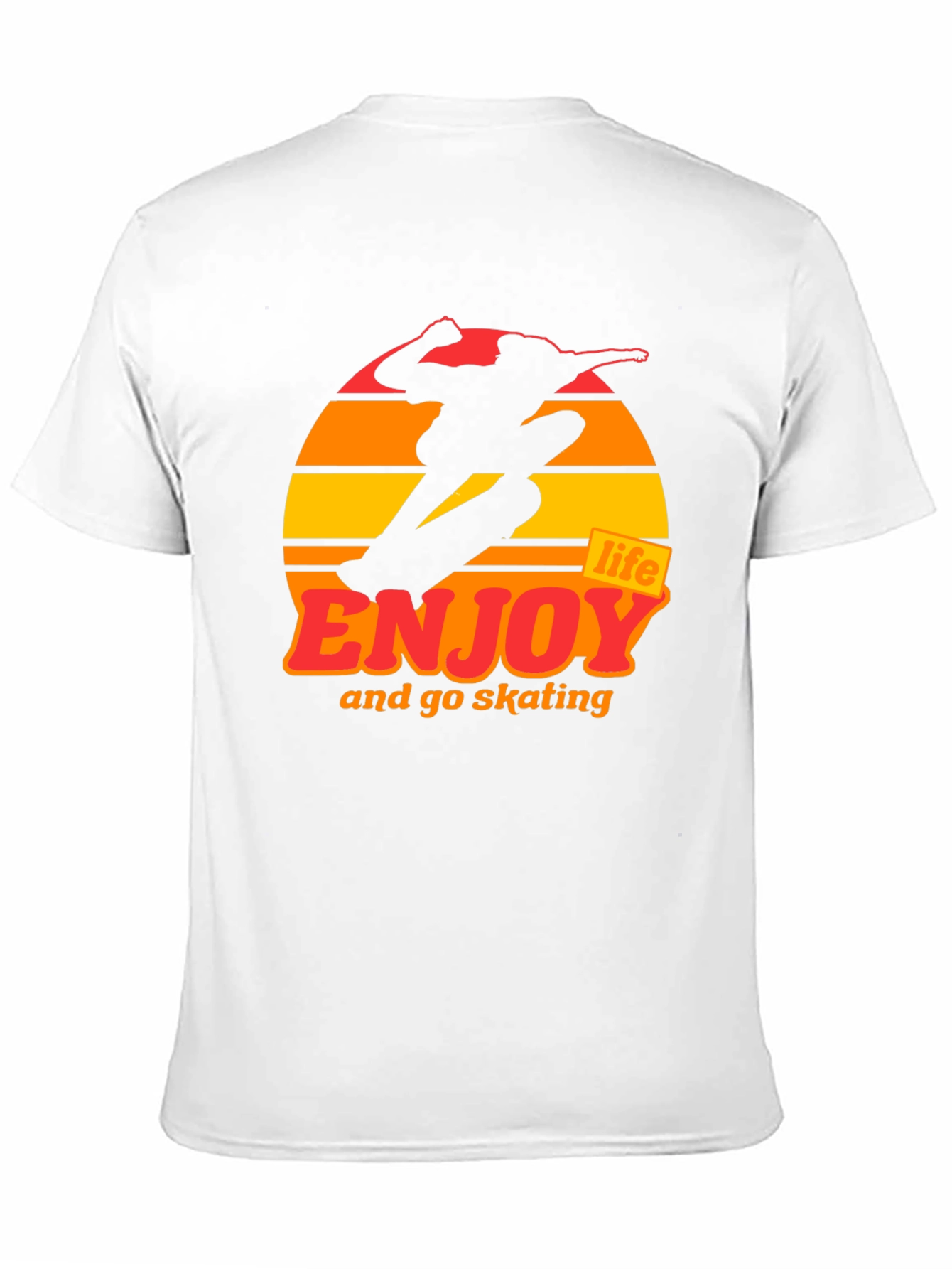 Black Enjoy Life Skateboarding T-Shirt - Retro Sunset Design view 11