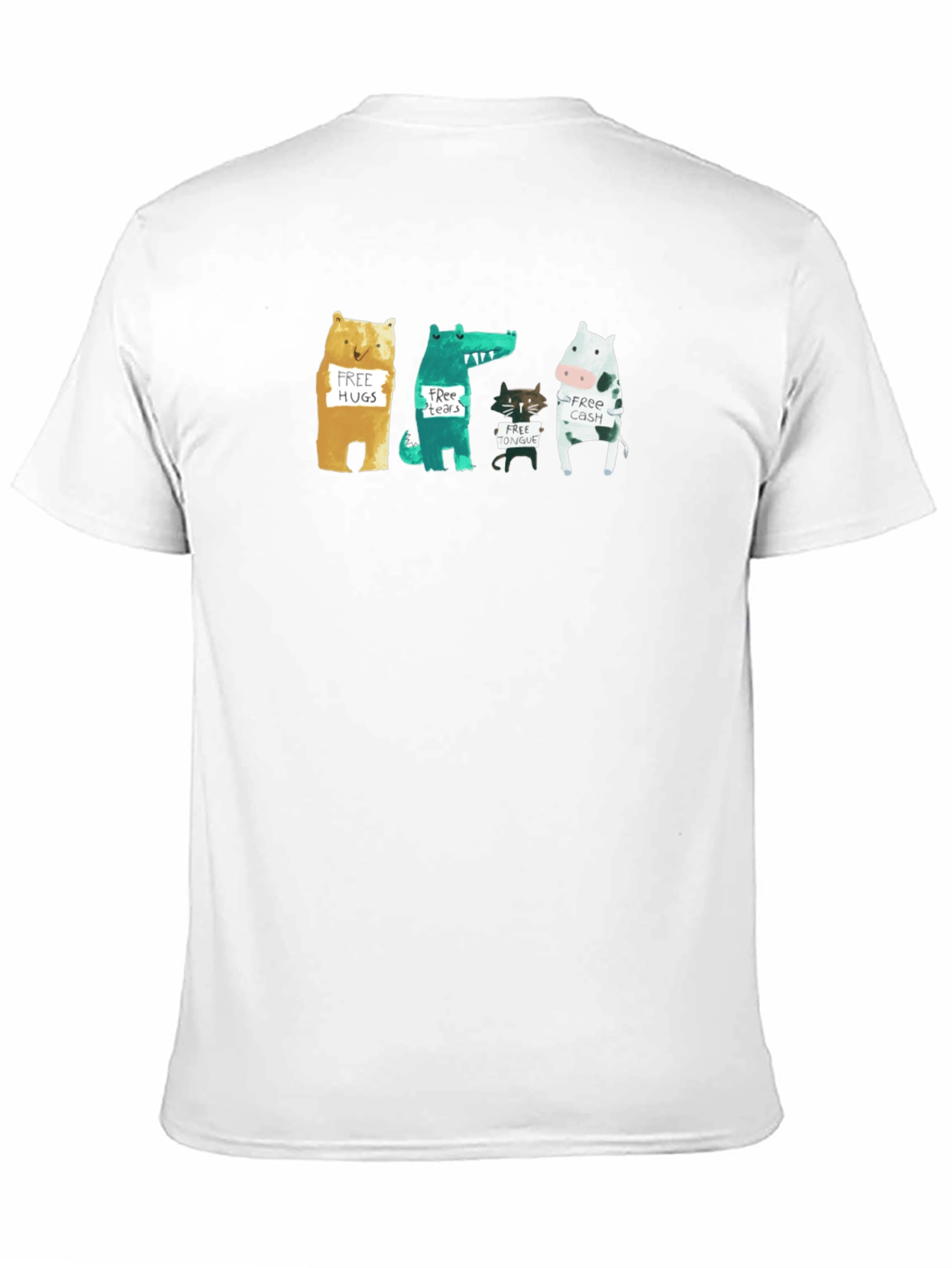 Black Animal Humor Graphic Tee - Free Hugs, Tears, Tongue, Cash! view 11