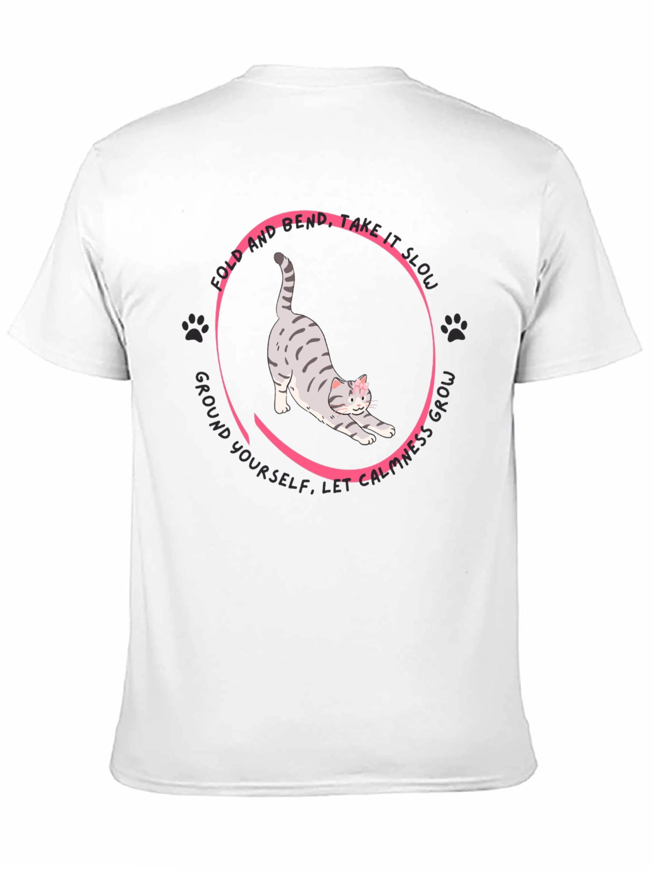 Black Yoga Cat Graphic T-Shirt - Fold, Bend, Relax view 11