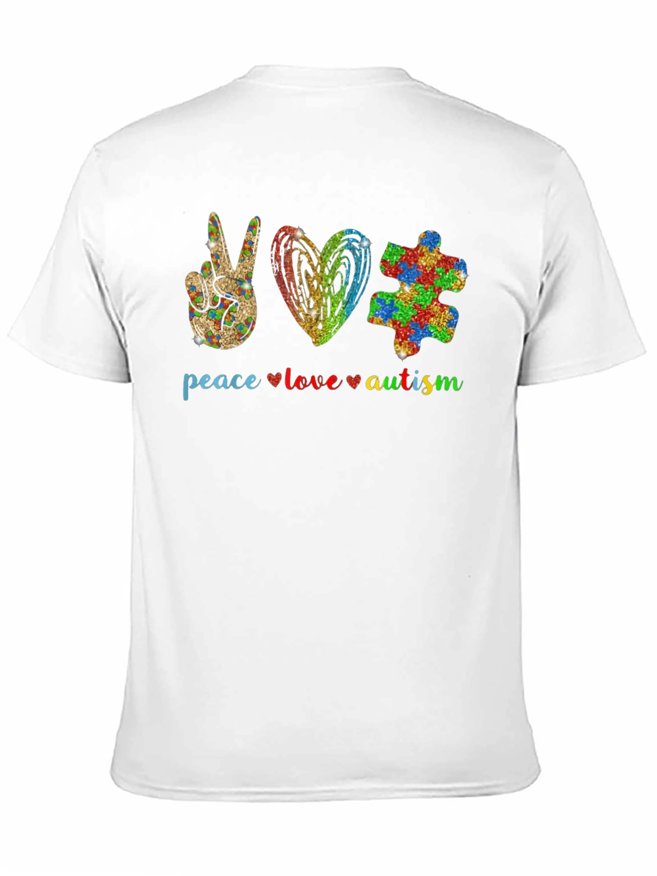 Black Peace Love Autism T-Shirt view 11