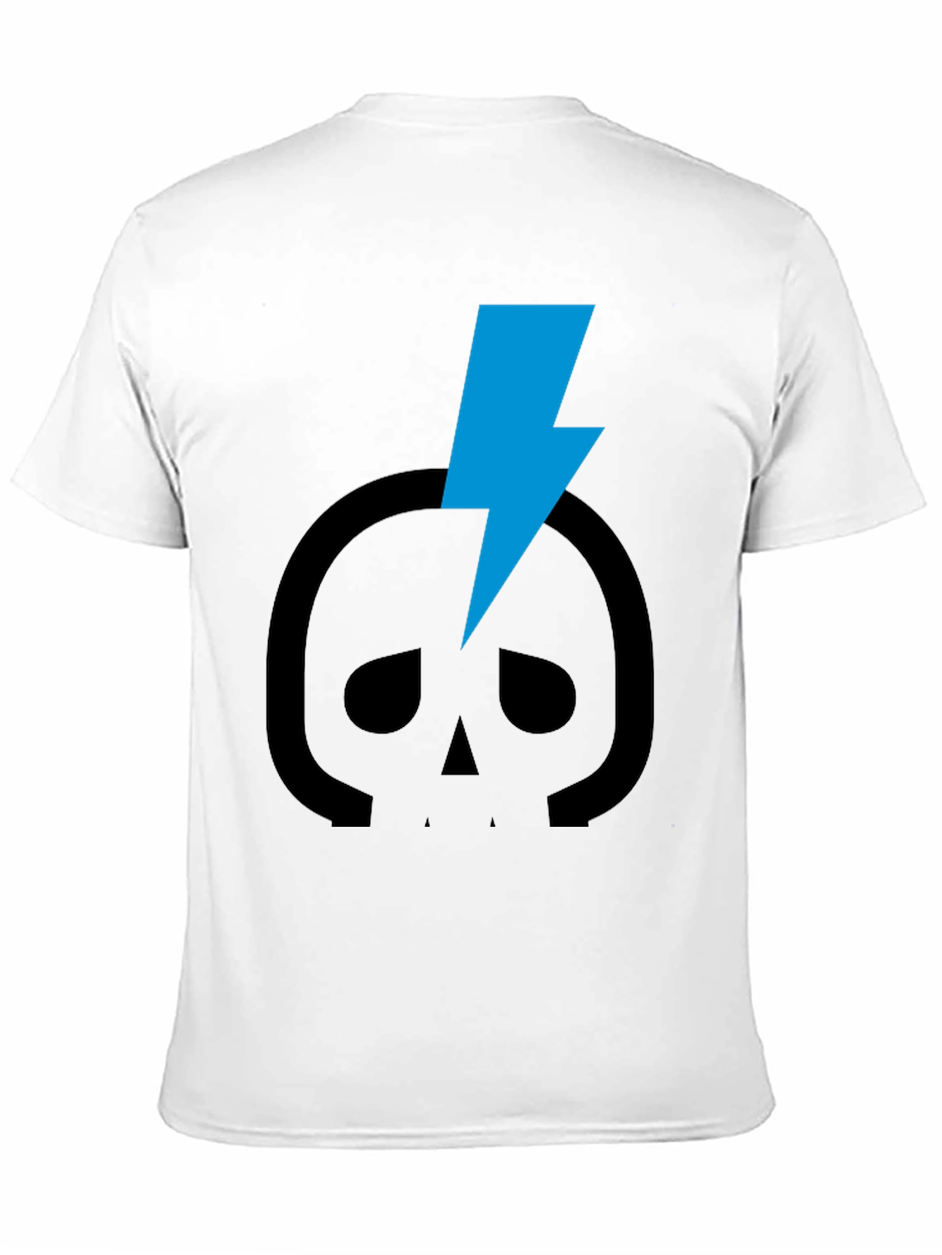 Black Skull Lightning Bolt Graphic Tee - Black Cotton T-Shirt view 11