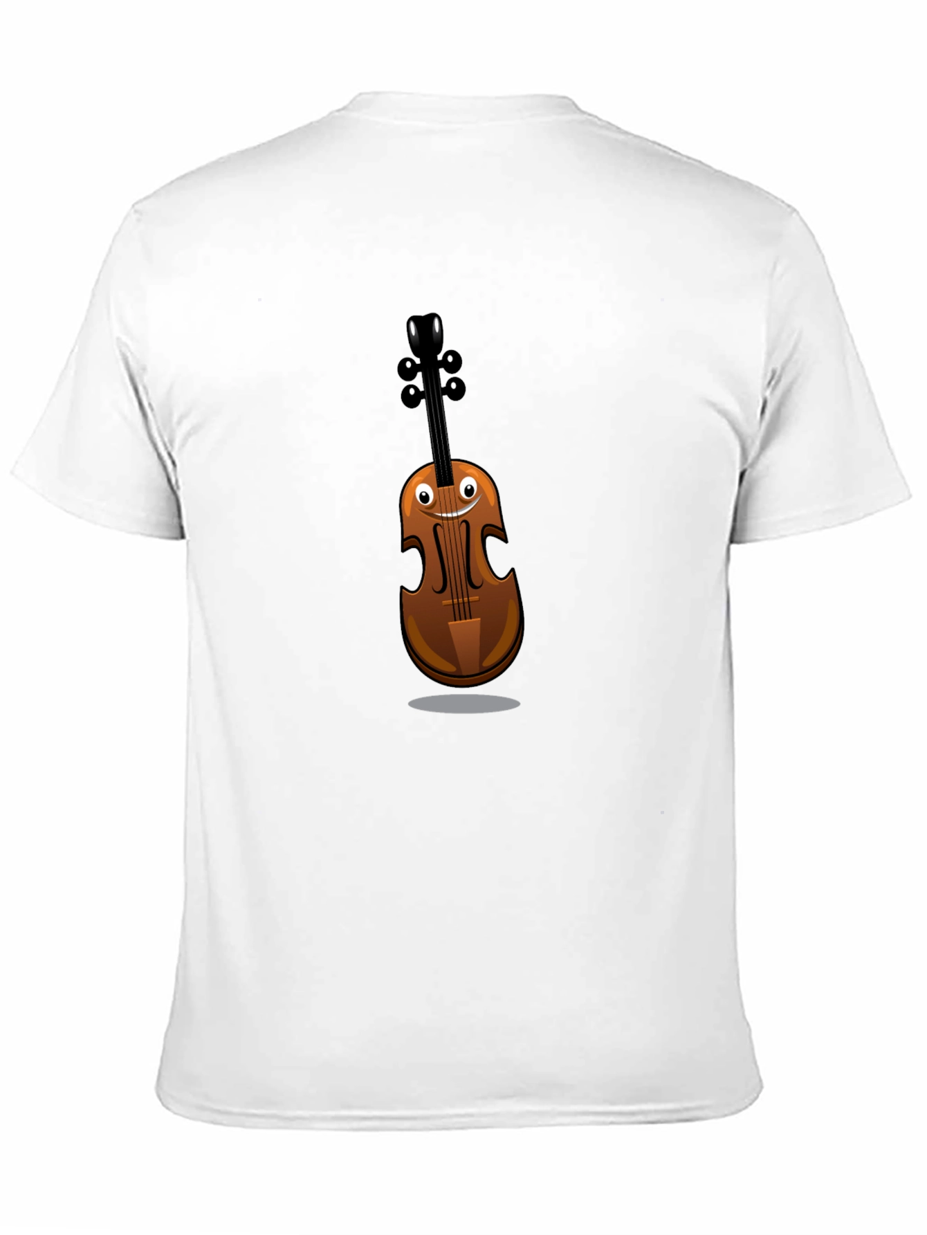Black Funny Cartoon Violin Graphic Tee - Black Cotton Shirt view 11