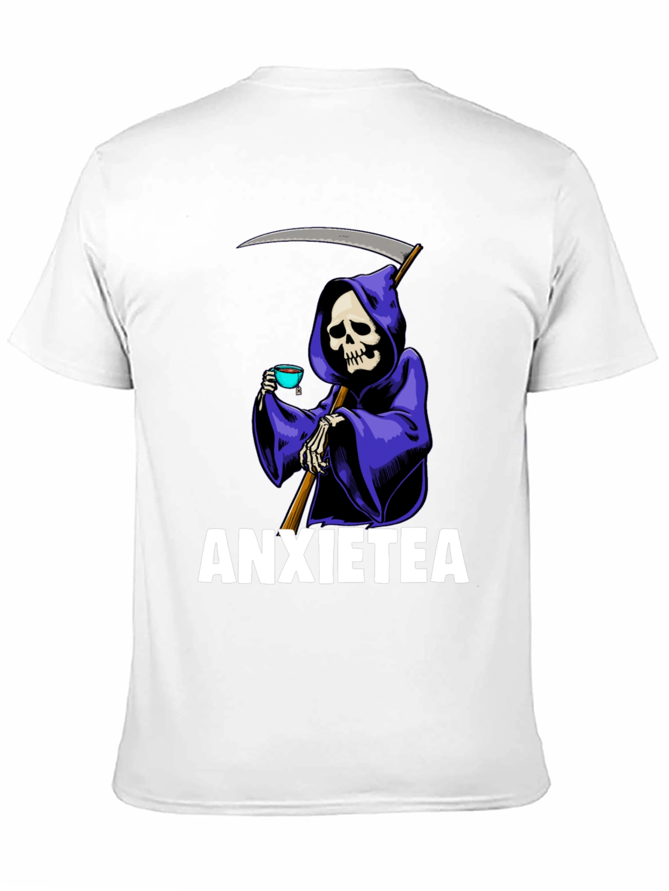 Black Anxietea Graphic T-Shirt - Grim Reaper Tea Time view 11