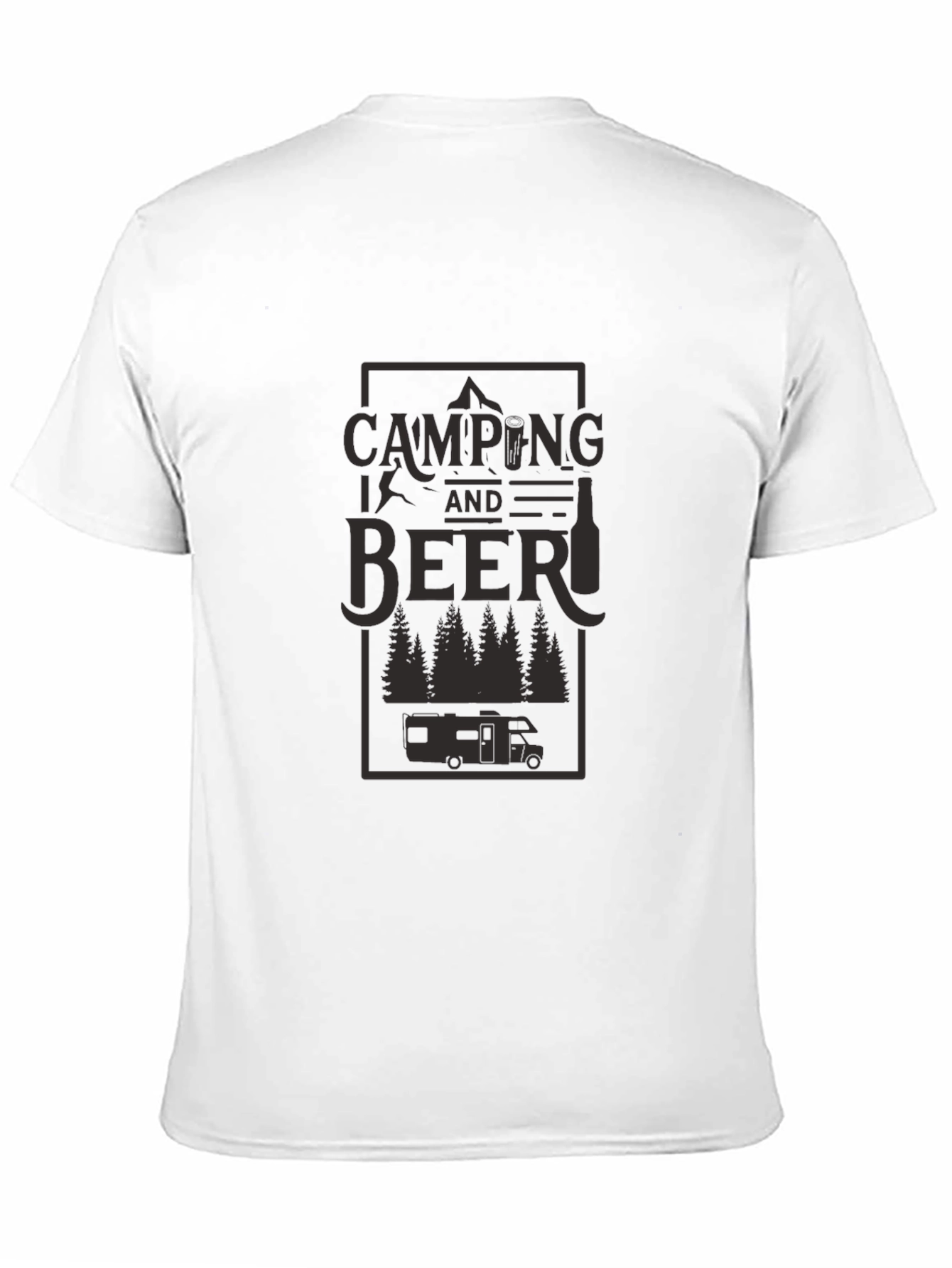 Black Camping and Beer Graphic Tee - Black Cotton T-Shirt view 11