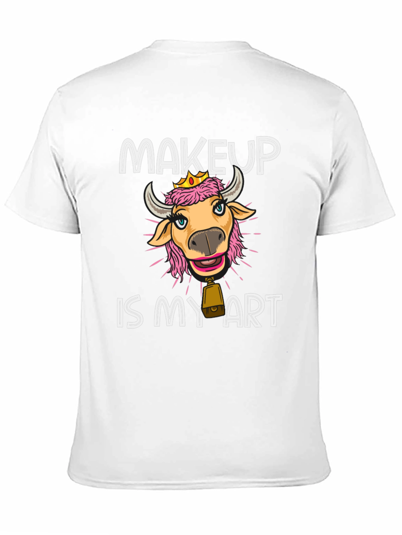Black Makeup Cow Art T-Shirt Funny Graphic Tee view 11