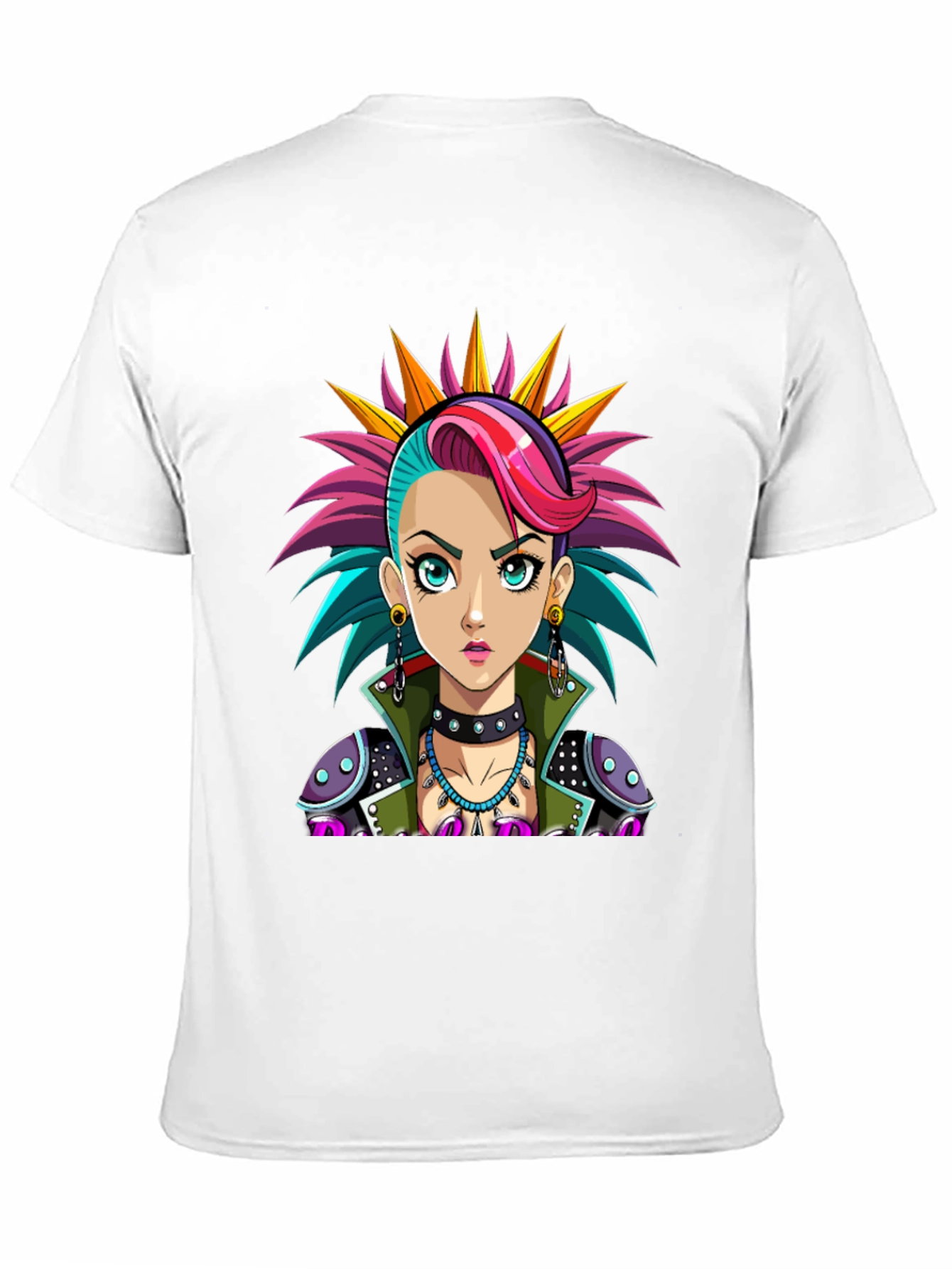 Black Punk Rock Girl T-Shirt - Unique Graphic Tee view 11