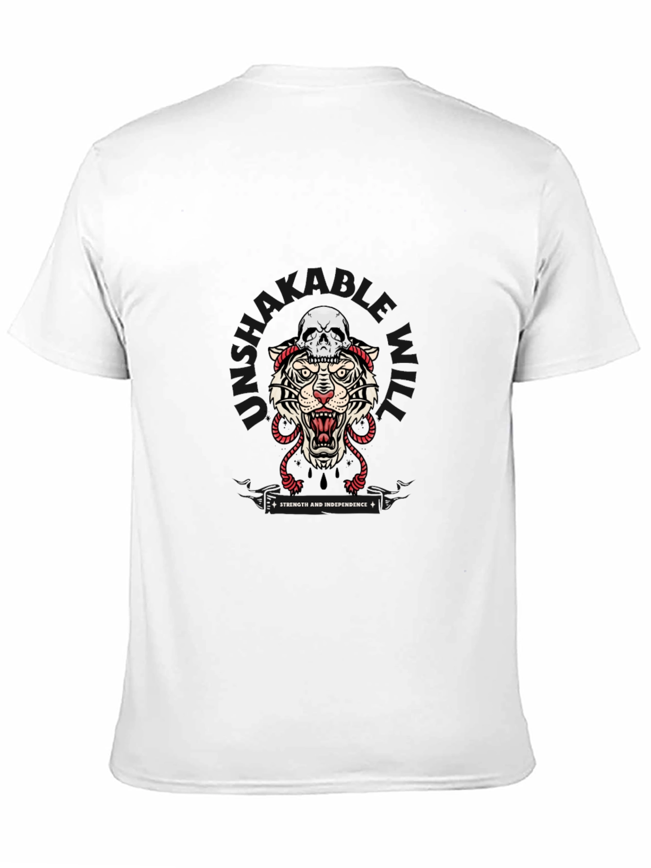 Black Tiger & Skull Graphic Black T-Shirt view 11