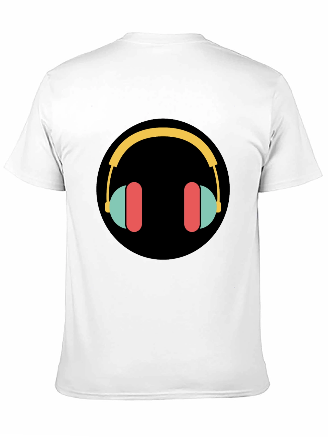 Black Stylish Graphic Tee - Headphones Design view 11
