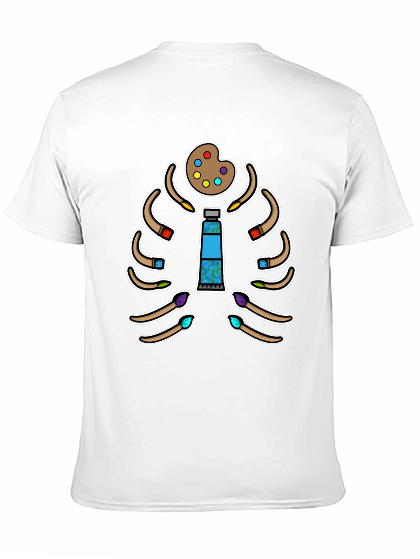 Black Artist Skeleton T-Shirt - Paintbrush Rib Cage view 11