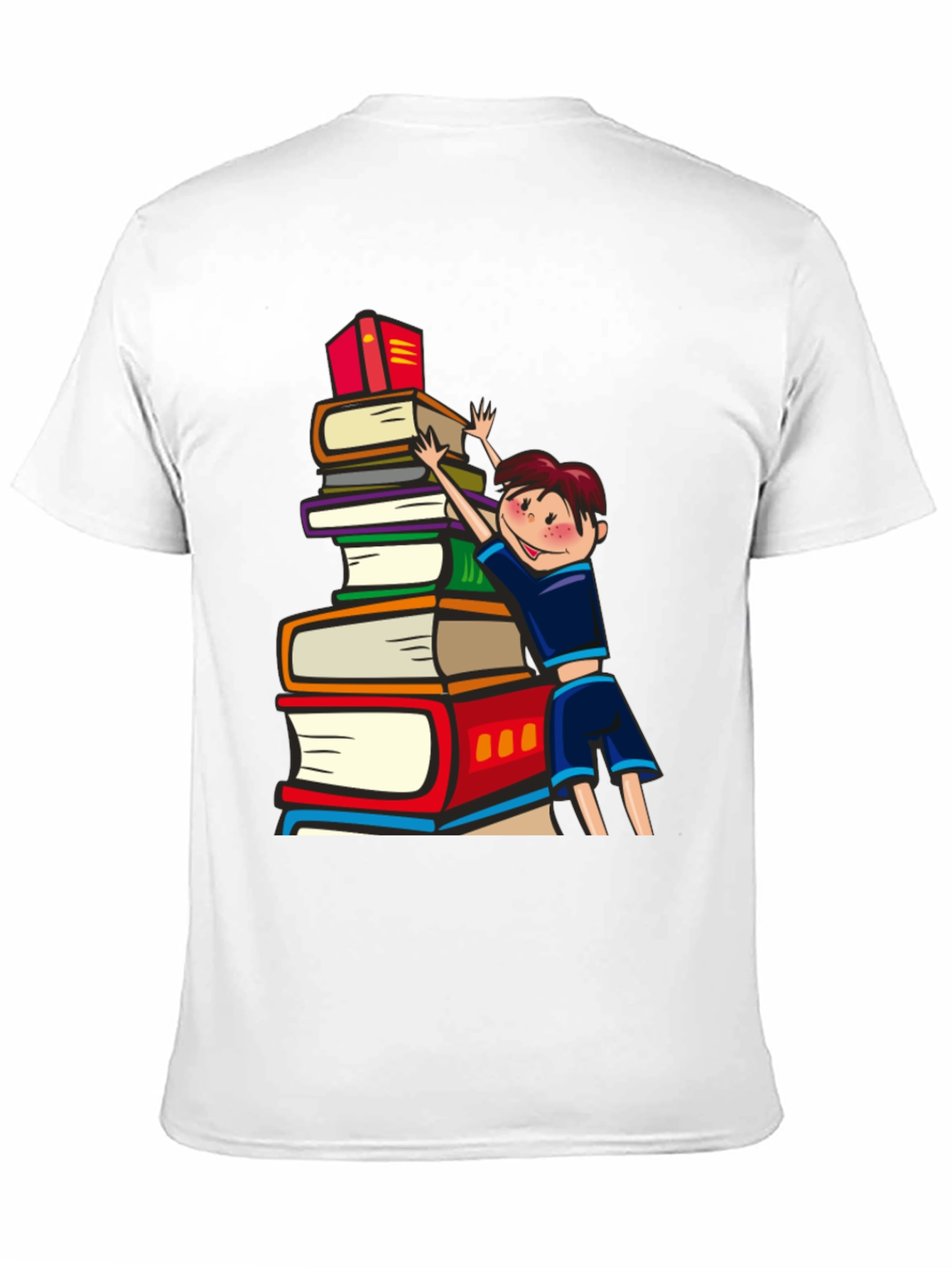 Black Book Lover T-Shirt: Boy Climbing Books view 11