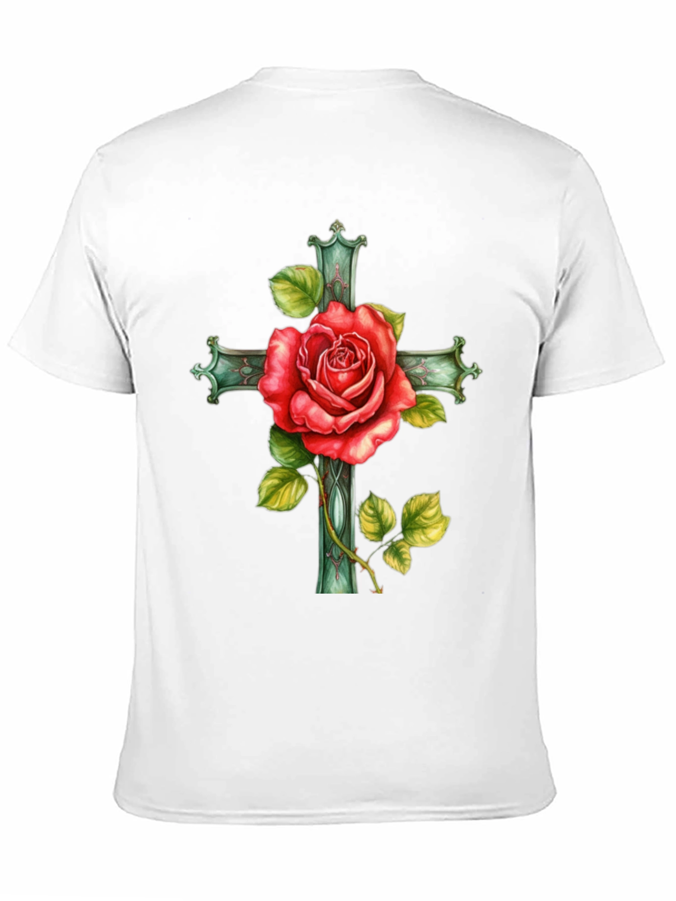 Black Rose Cross Graphic Tee - Stylish Black T-Shirt view 11