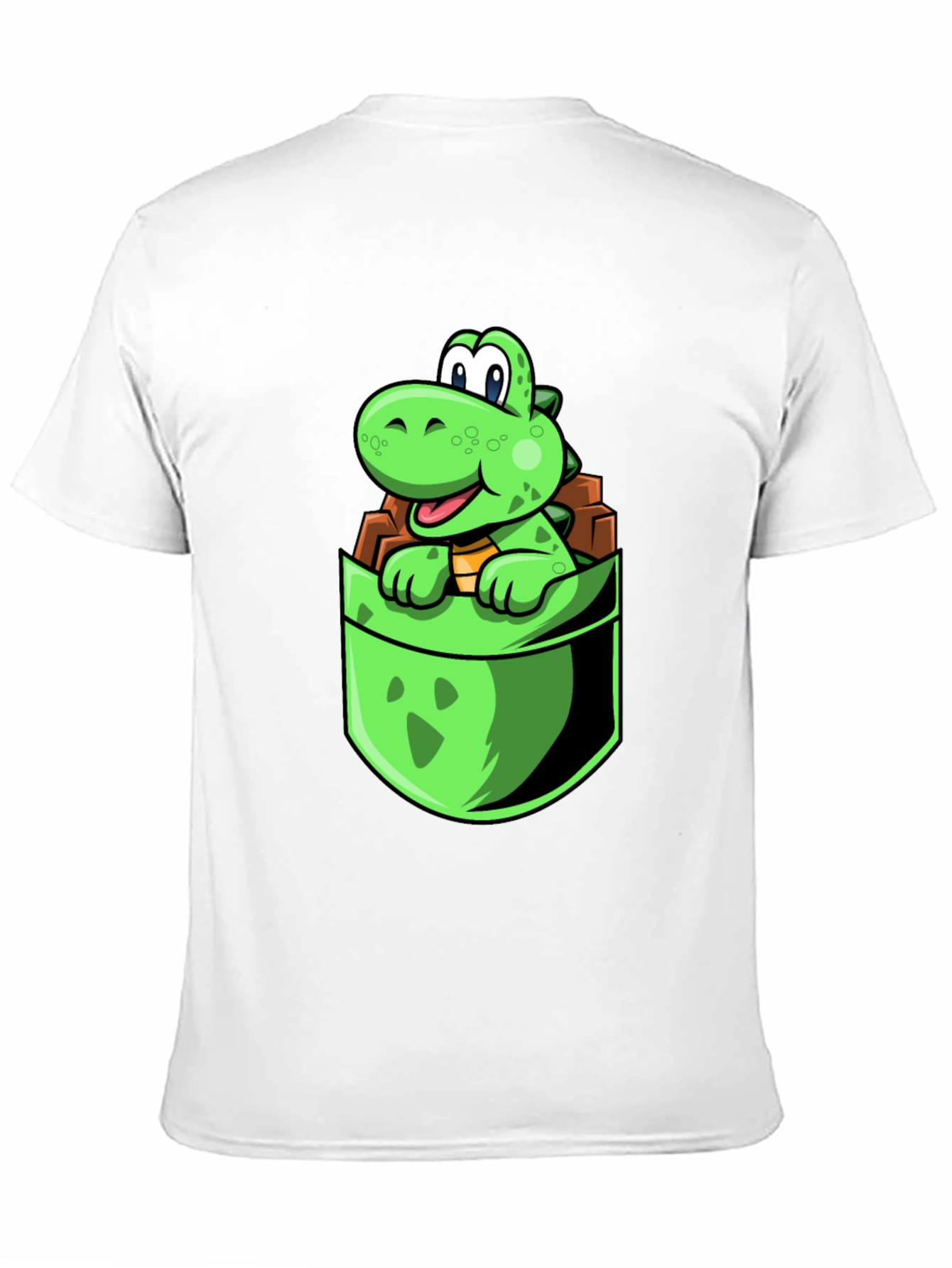 Black Dino Pocket Tee - Cute Cartoon Dinosaur Black T-Shirt view 11