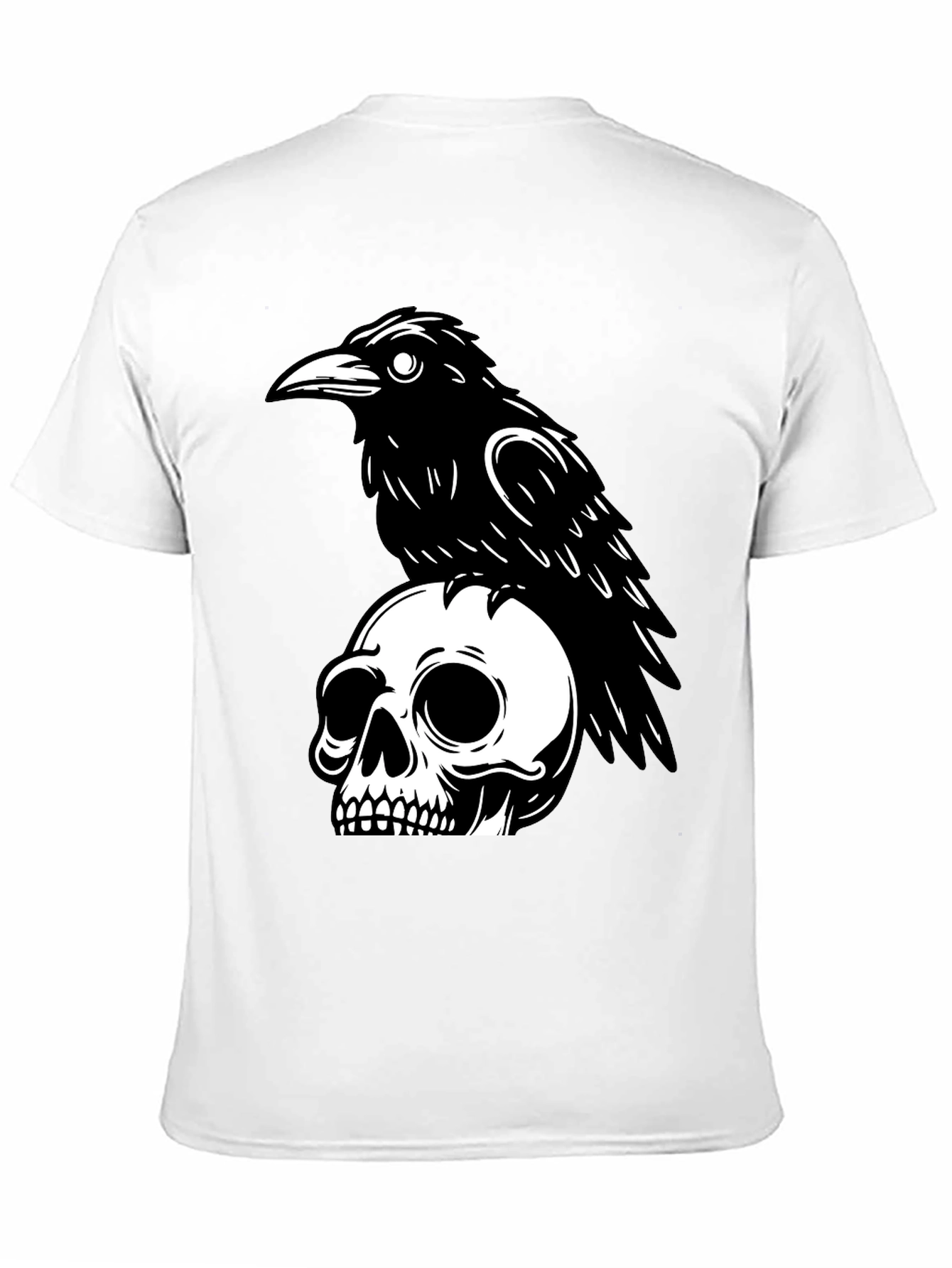 Black Raven on Skull Graphic T-Shirt - Black view 11