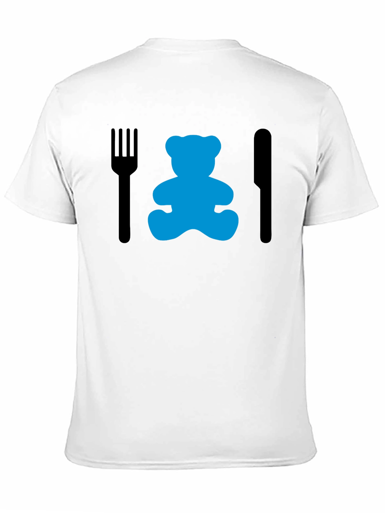 Black Funny Teddy Bear Dinner T-Shirt - Black view 11
