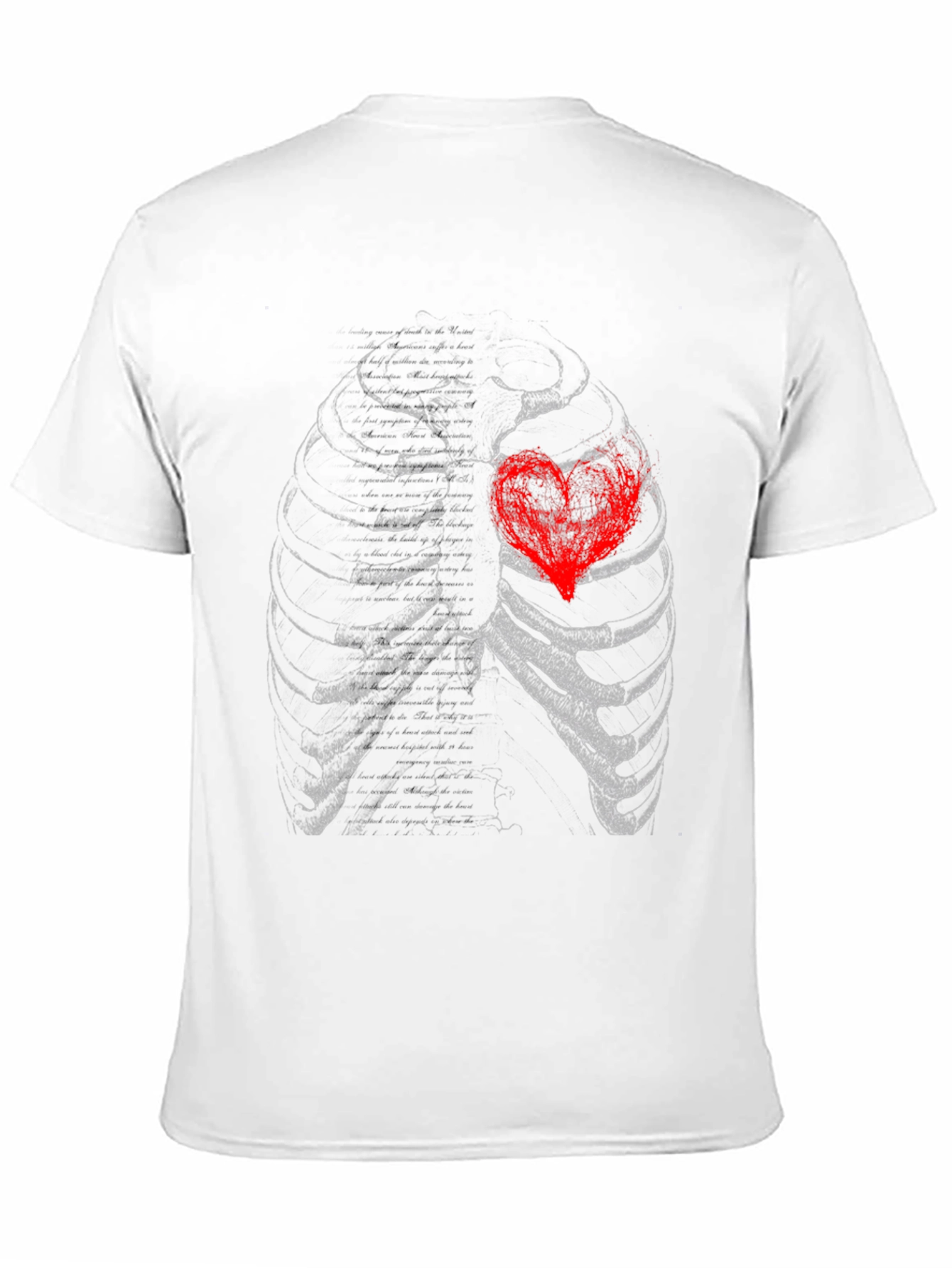 Black Anatomical Heart Rib Cage Graphic T-Shirt view 11