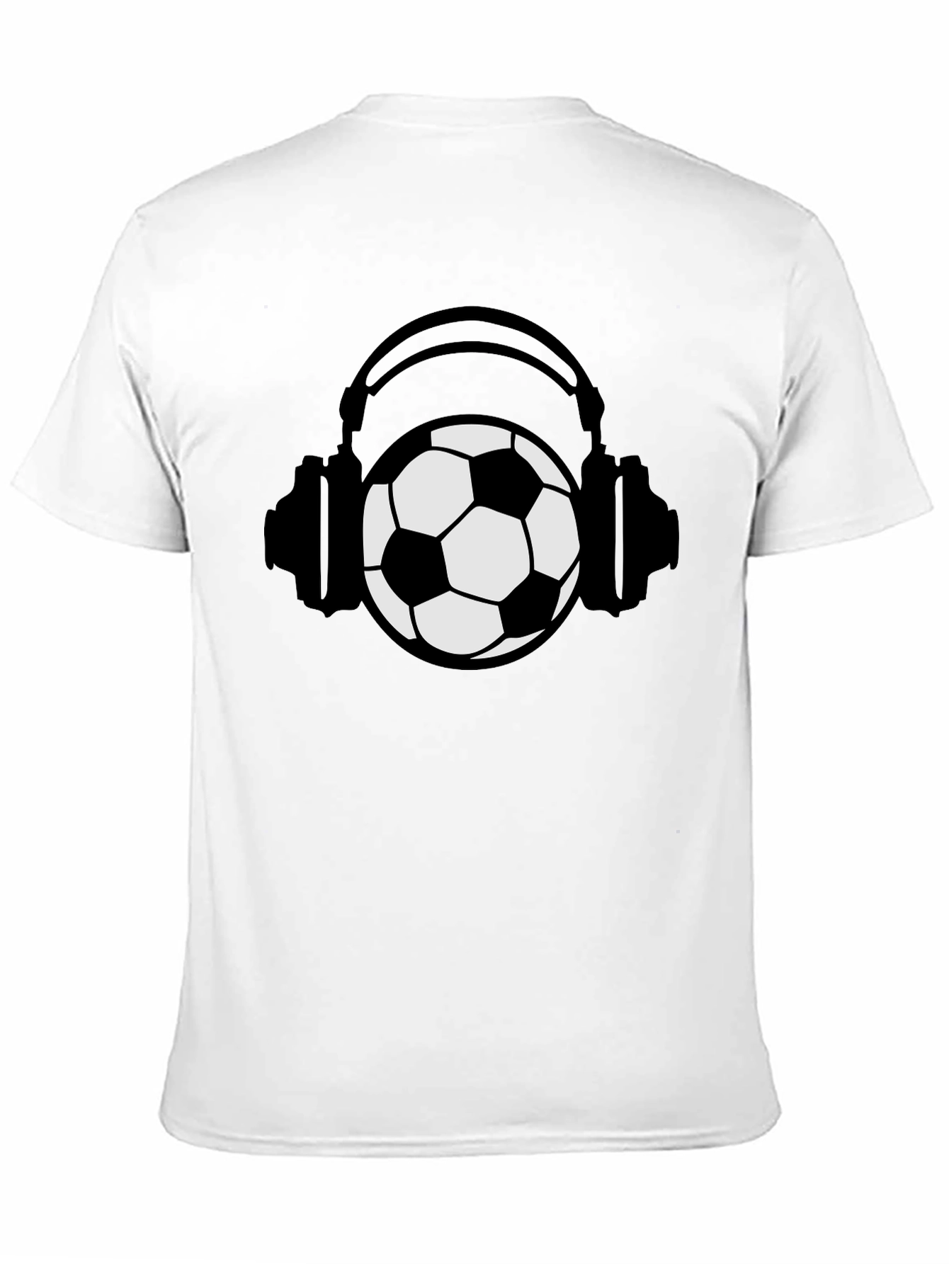 Black Soccer Ball Headphones Black Graphic Tee view 11