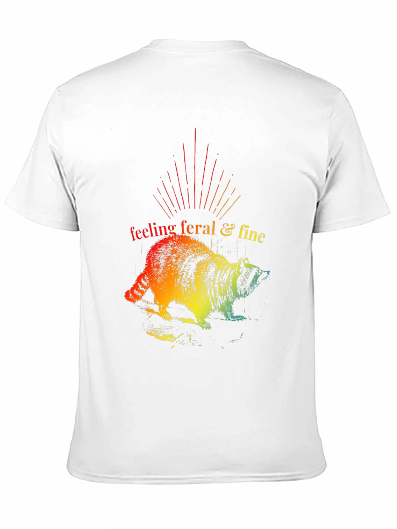 Black Feeling Feral & Fine Rainbow Raccoon T-Shirt view 11