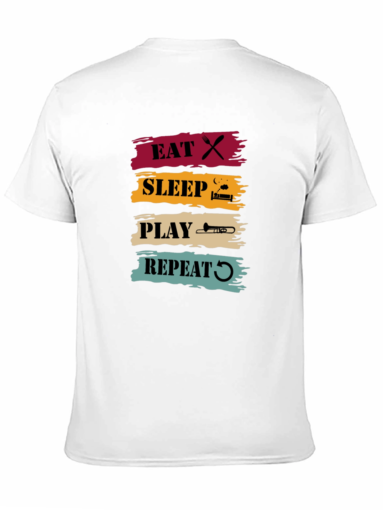 Black Eat Sleep Play Trombone Repeat Graphic Tee view 11