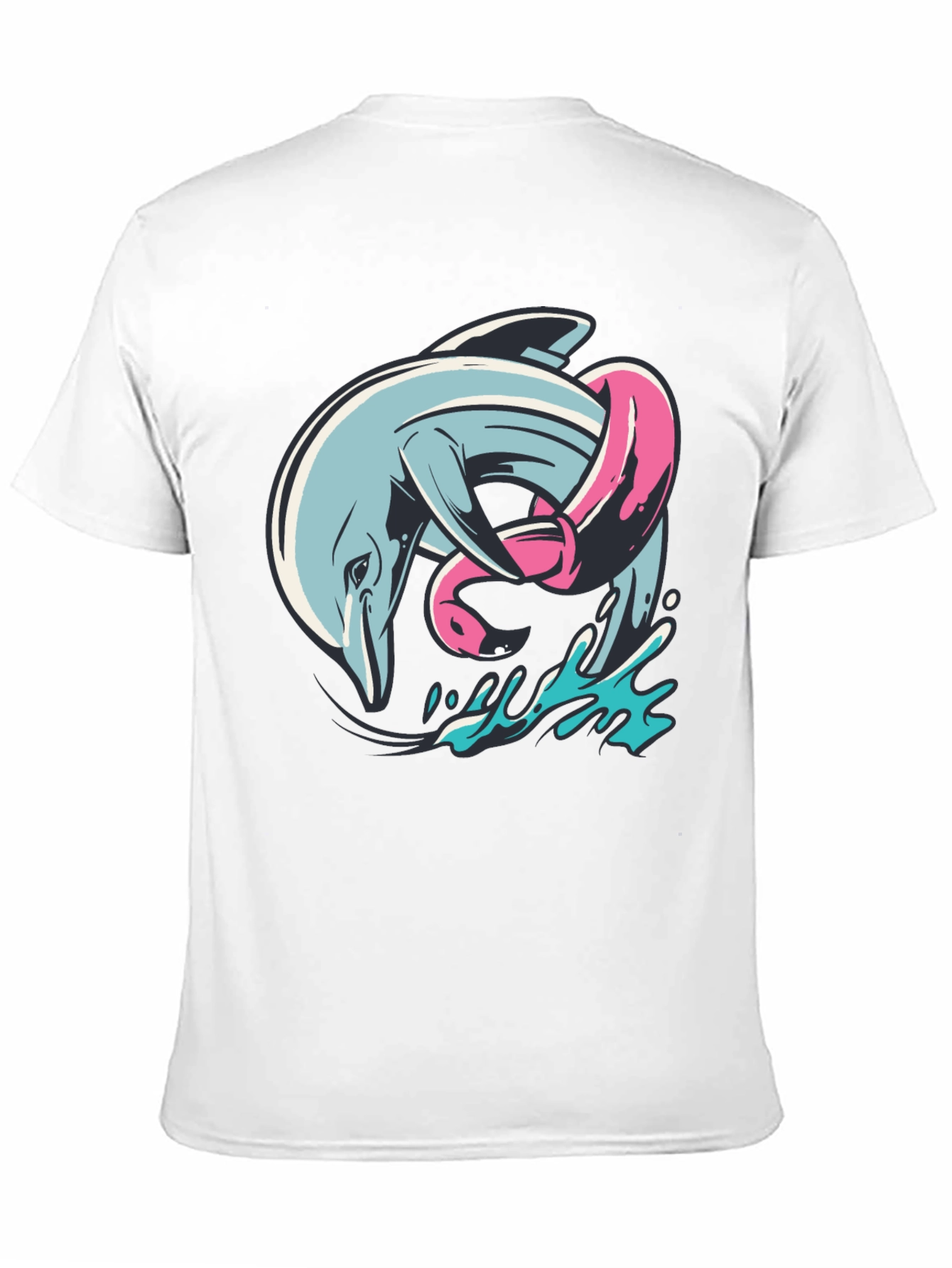 Black Dolphin & Flamingo T-Shirt - Unique Graphic Tee view 11