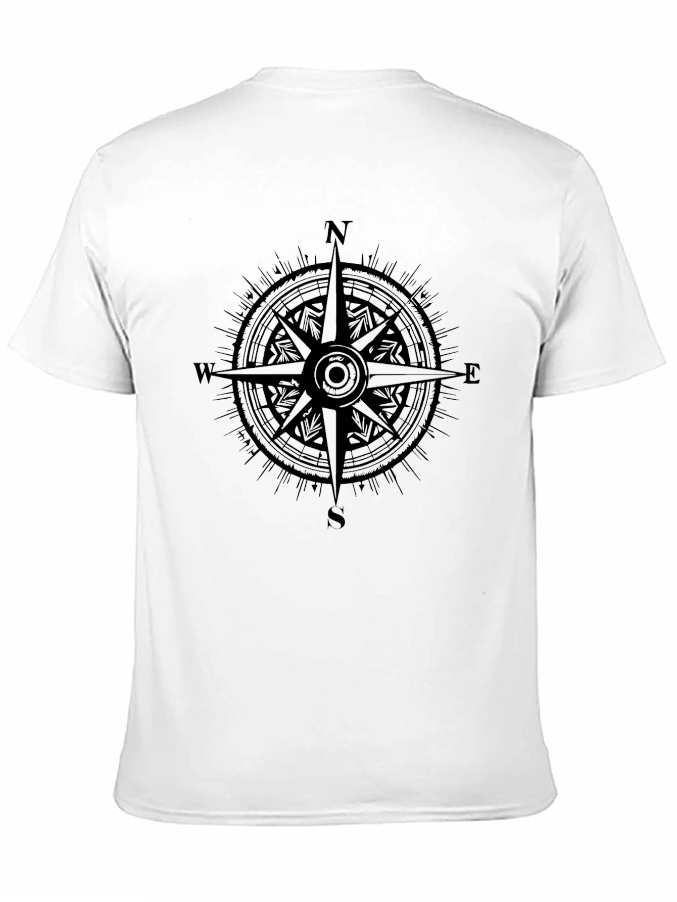Black Compass Rose Graphic Black T-Shirt view 11