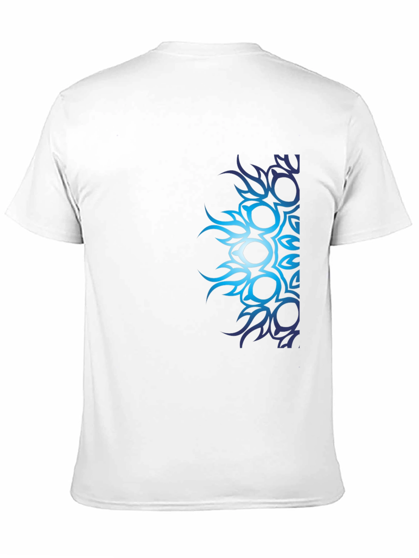 Black Men's Black T-Shirt with Blue Tribal Design view 11