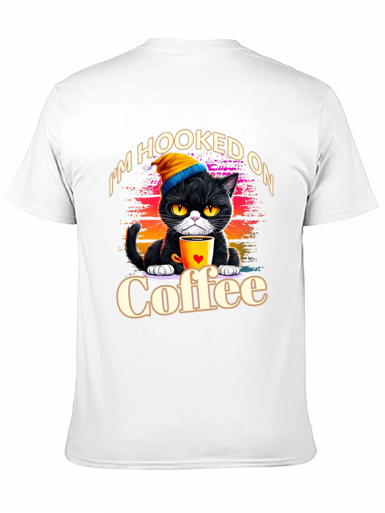 Black Hooked On Coffee Cat T-Shirt view 11