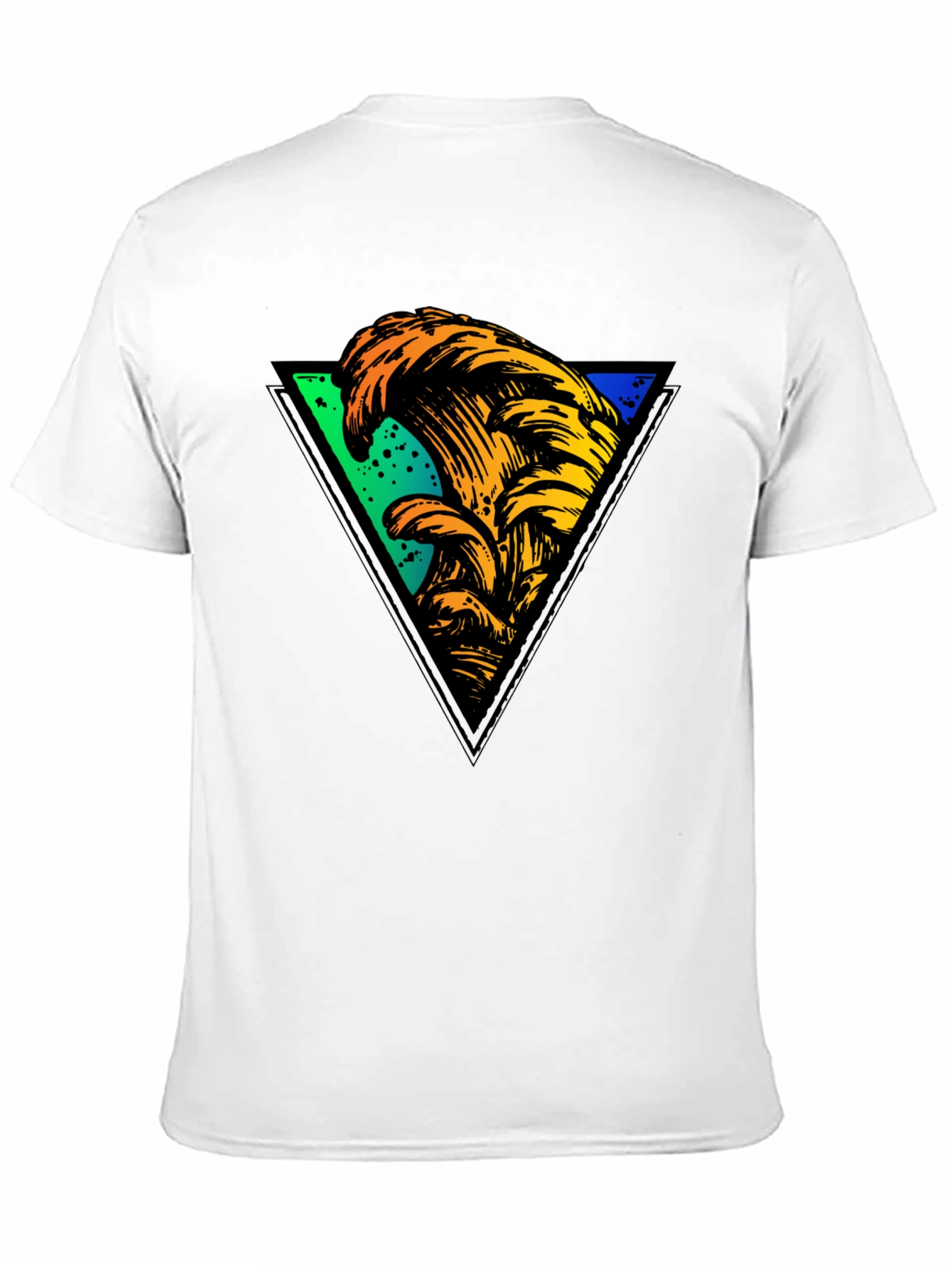 Black Wave Triangle Graphic Tee - Black Cotton T-Shirt view 11