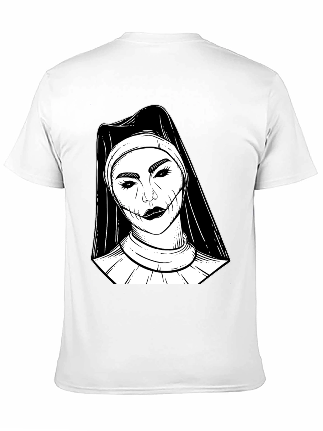 Black Creepy Nun Graphic Tee - Black Cotton Blend Shirt view 11