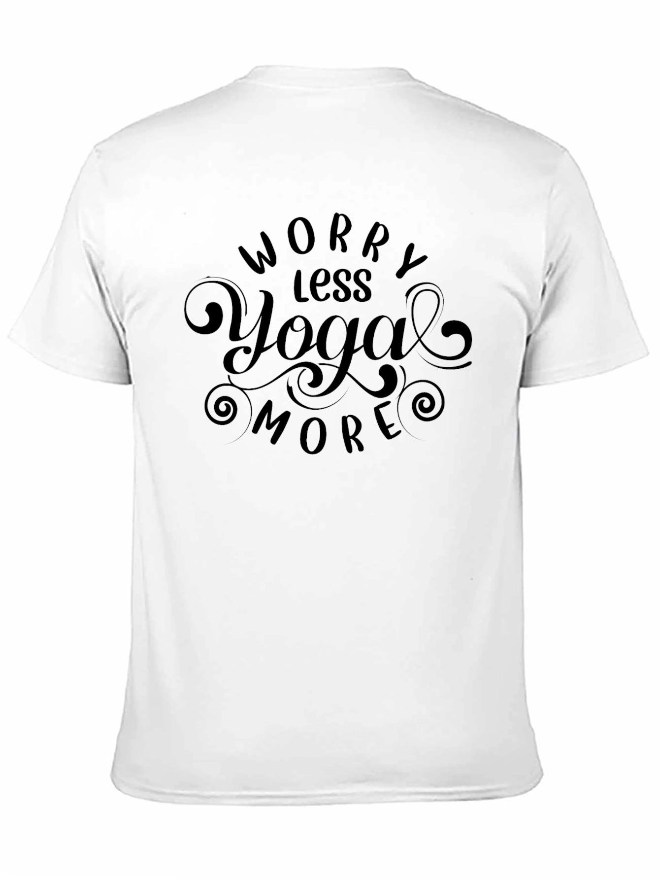 Black Worry Less Yoga More Graphic Black T-Shirt view 11