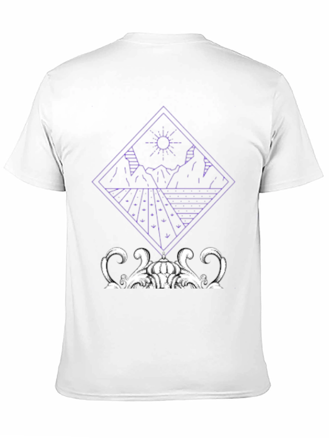 Black Geometric Landscape Graphic Tee - Modern Art Shirt view 11
