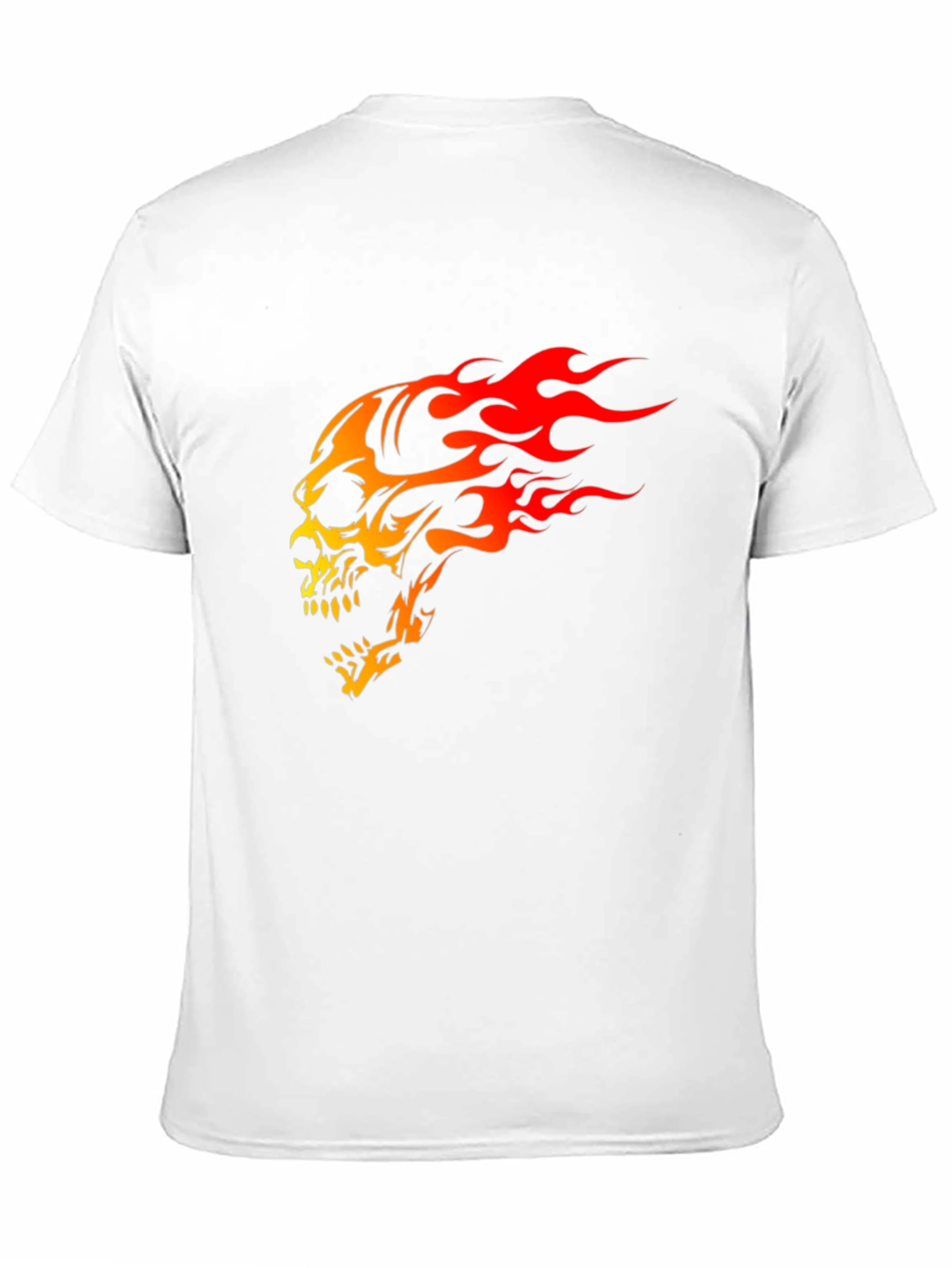 Black Flaming Skull Graphic Print Black T-Shirt view 11