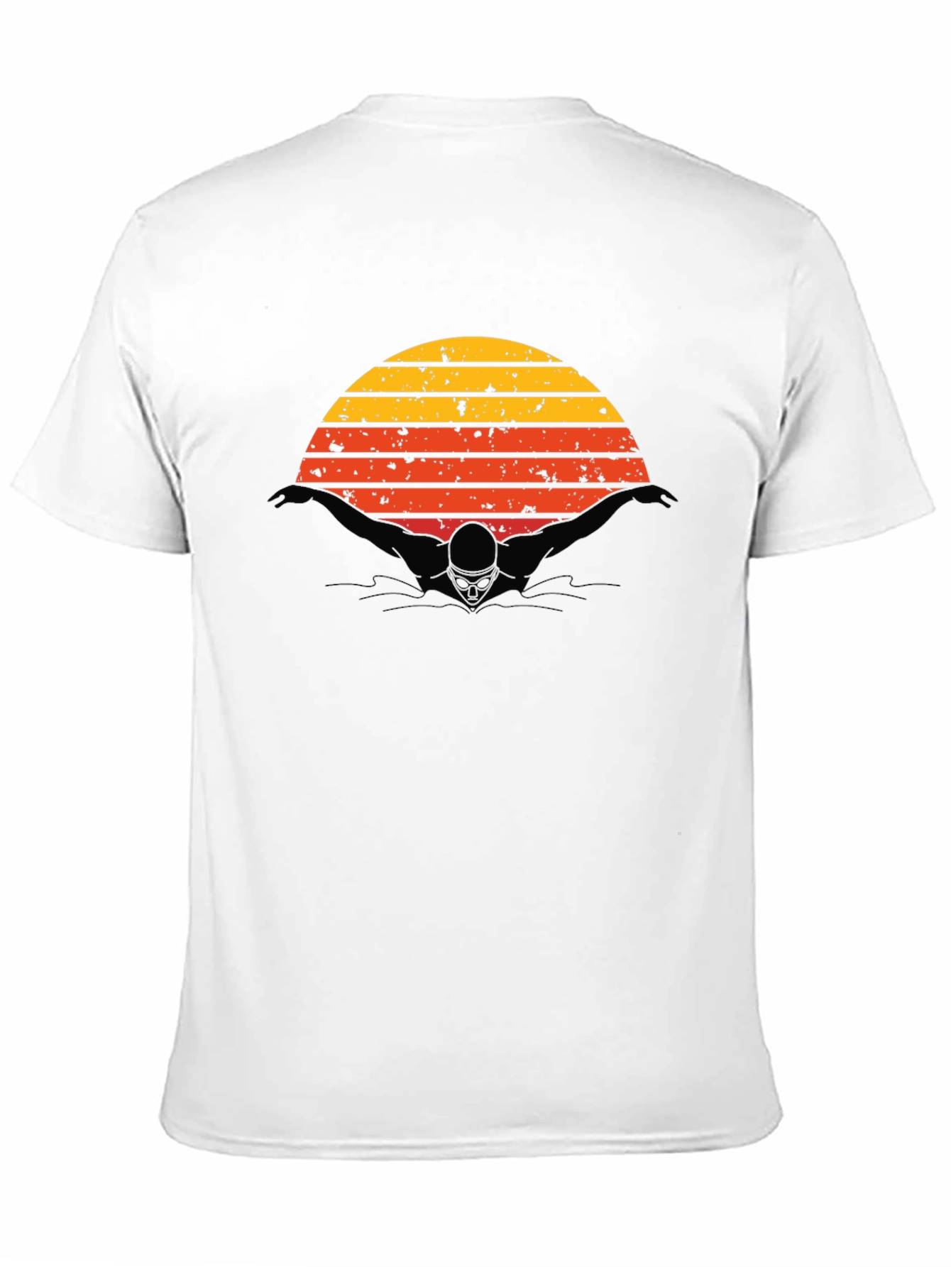 Black Vintage Sunset Swimmer Black T-Shirt view 11