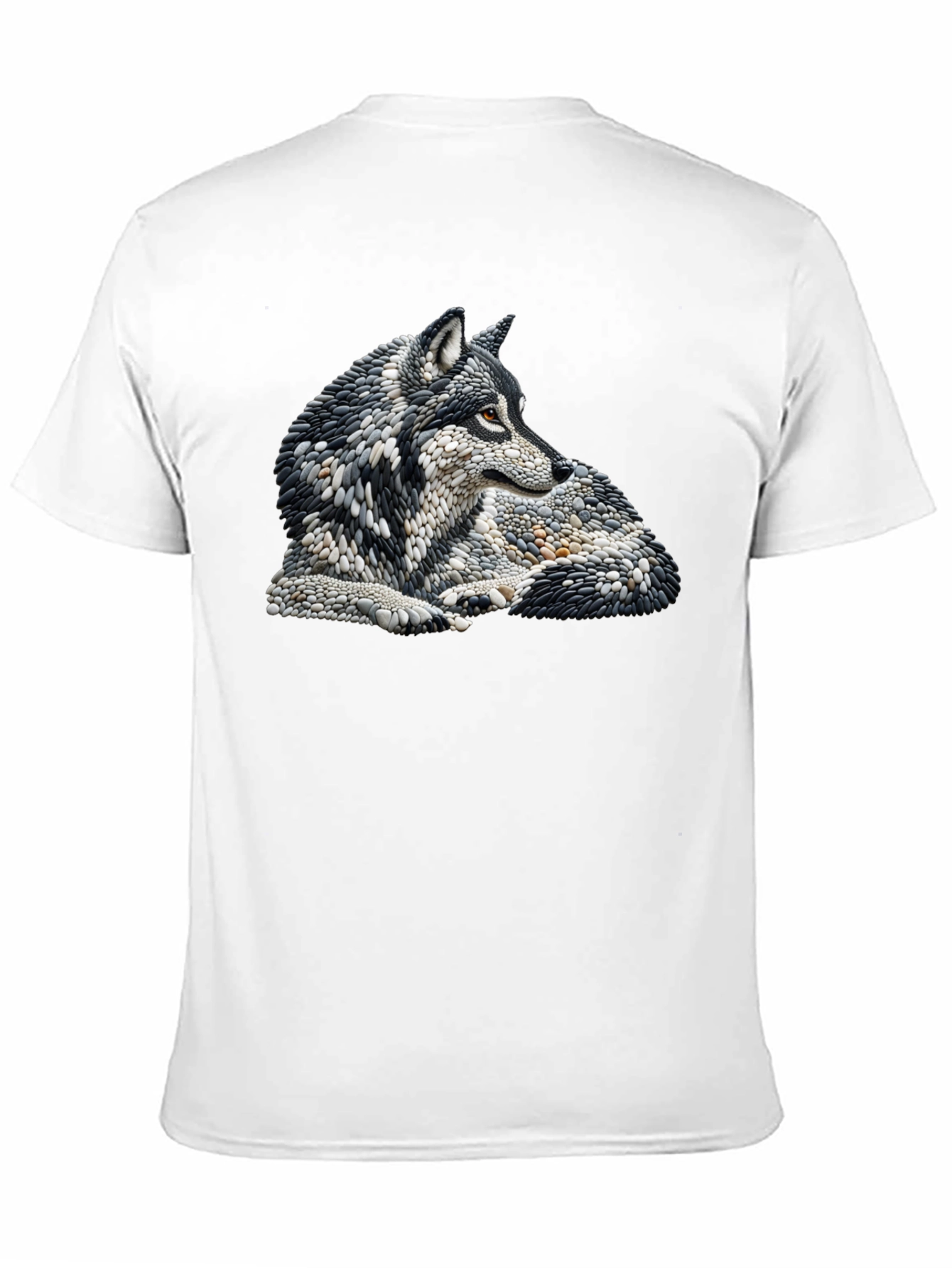 Black Wolf Art Graphic Print Black T-Shirt view 11