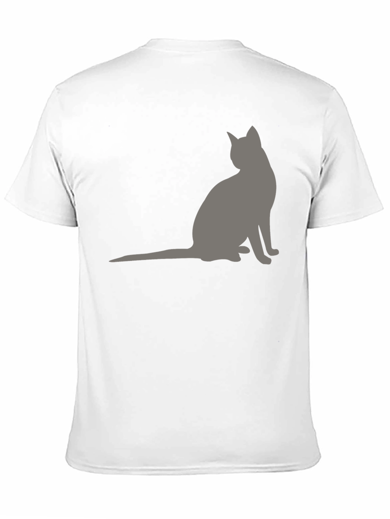 Black Men's Black T-Shirt with Grey Cat Silhouette view 11