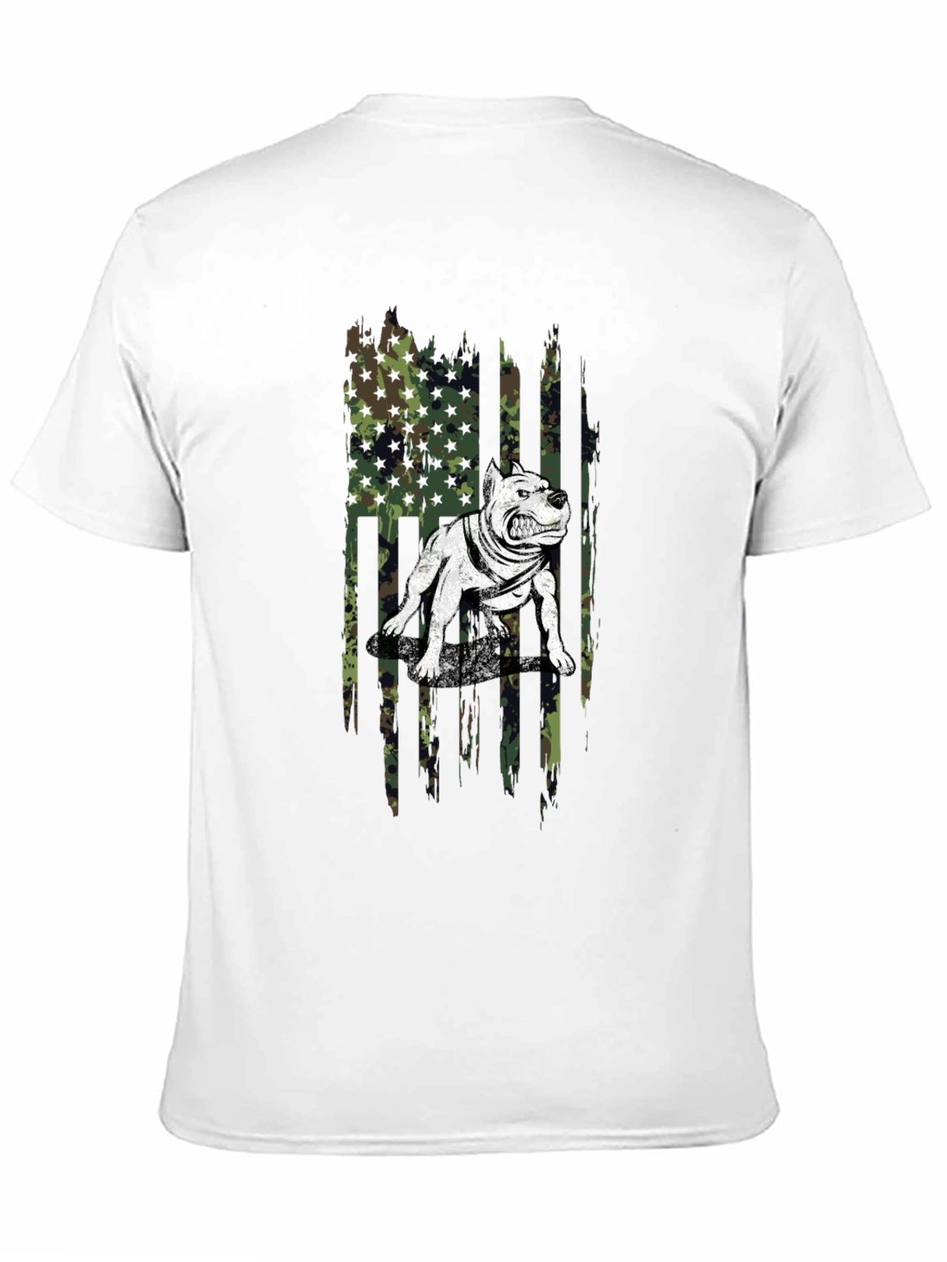 Black Pitbull Camo Flag Graphic T-Shirt view 11