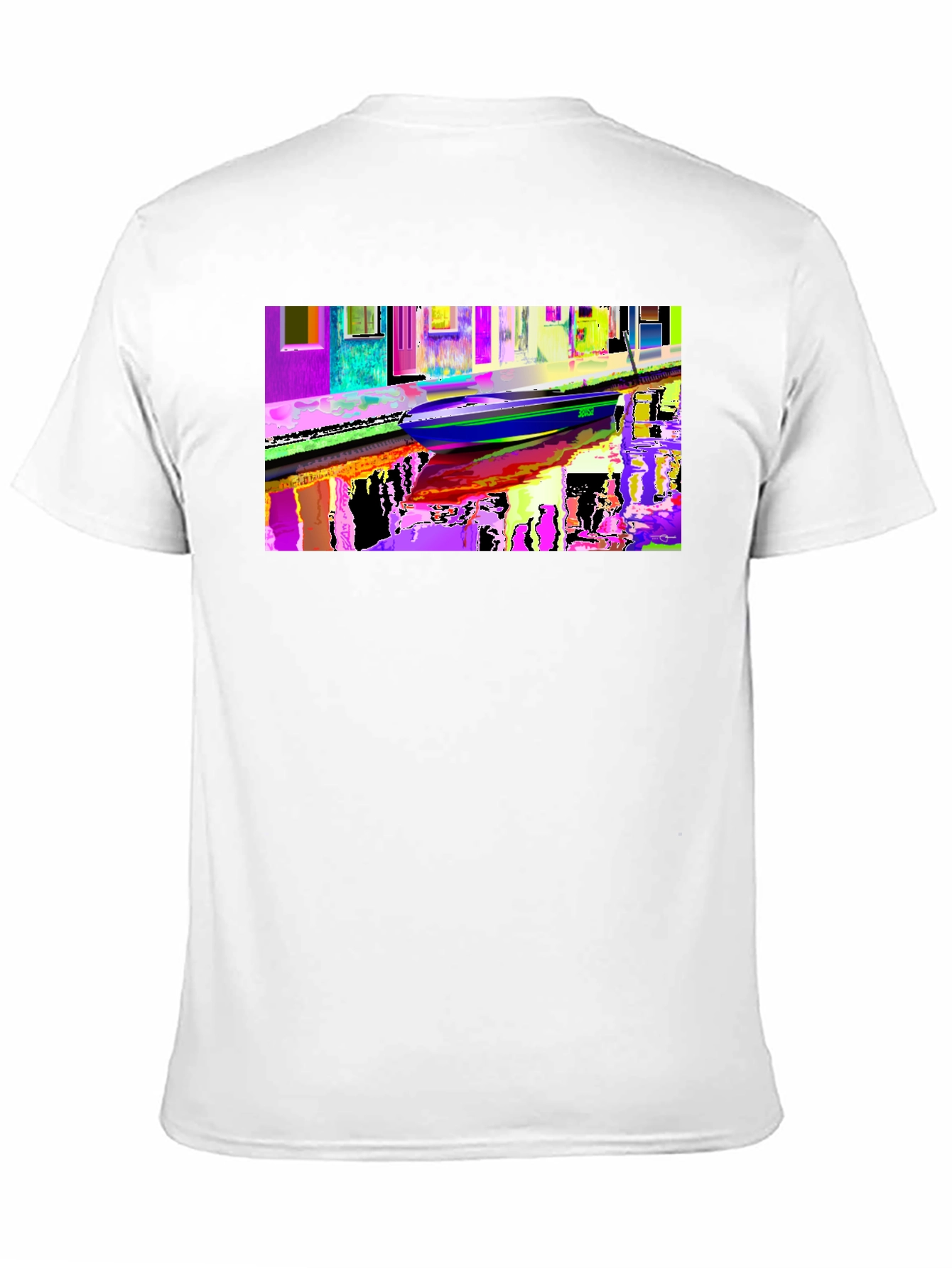 Black Colorful Venice Scene Graphic Black T-Shirt view 11