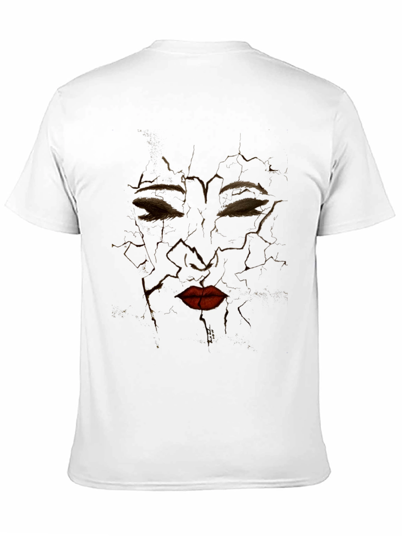 Black Abstract Cracked Face Graphic Tee - Unique Design view 11