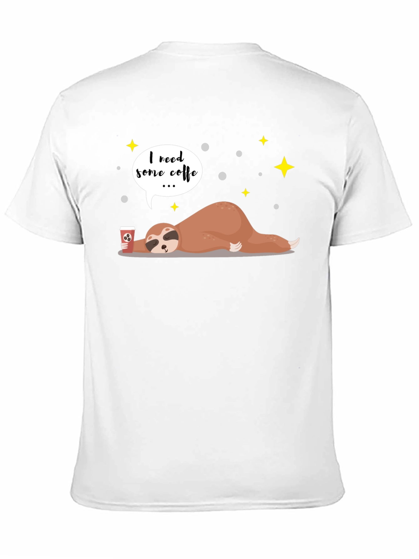 Black I Need Coffee Sloth Graphic T-Shirt view 11